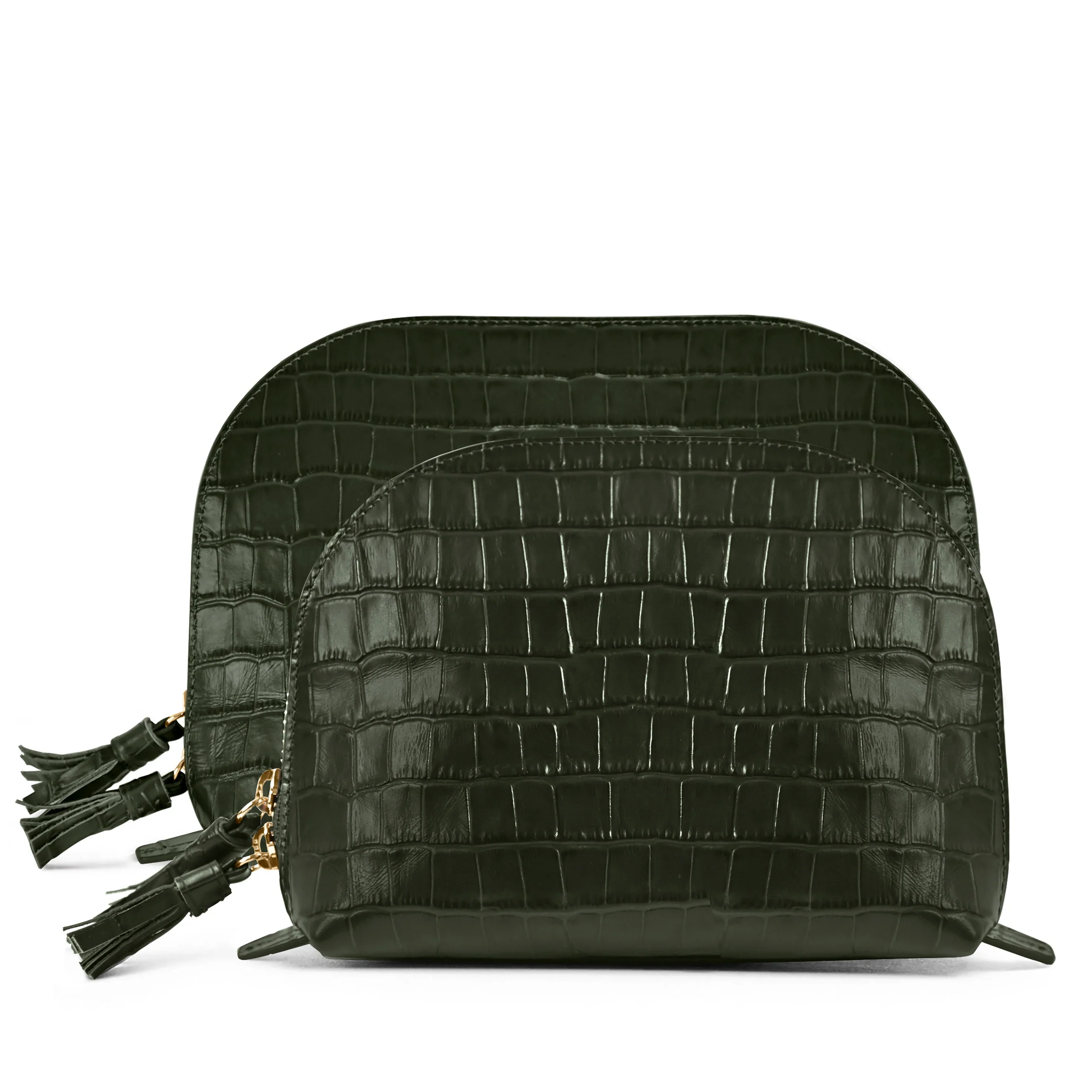 Clamshell Makeup Bag Set Forest Croc