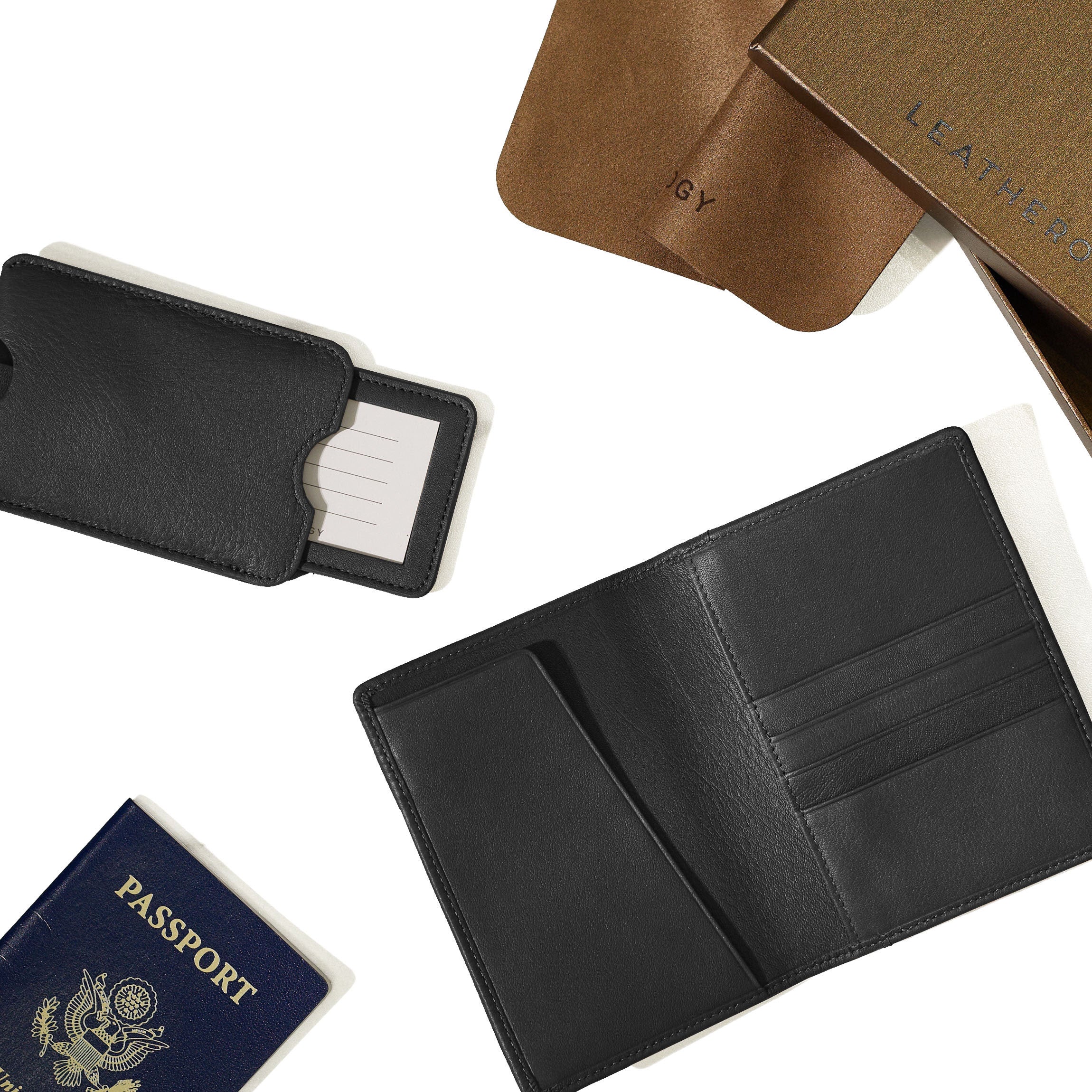 Deluxe Passport Cover + Luggage Tag Set Black Onyx - Image 2