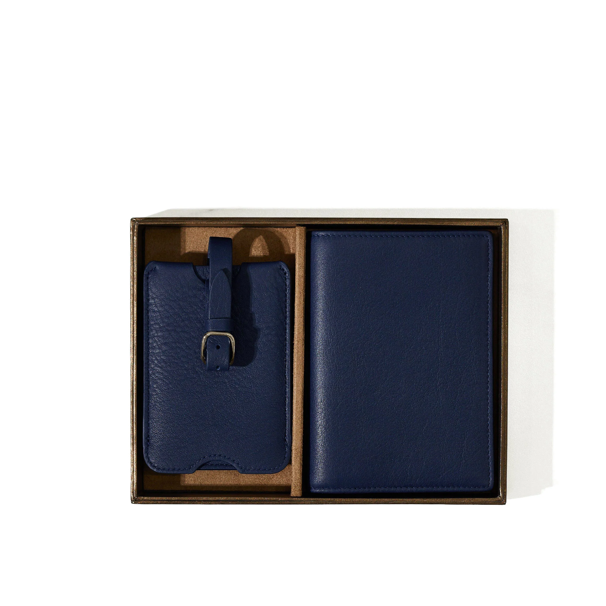 Deluxe Passport Cover + Luggage Tag Set Navy Blue - Image 4