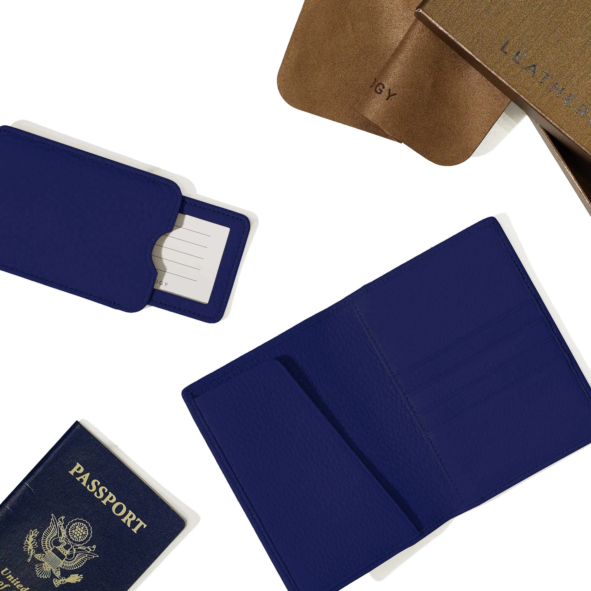 Deluxe Passport Cover + Luggage Tag Set Regatta Blue - Image 3