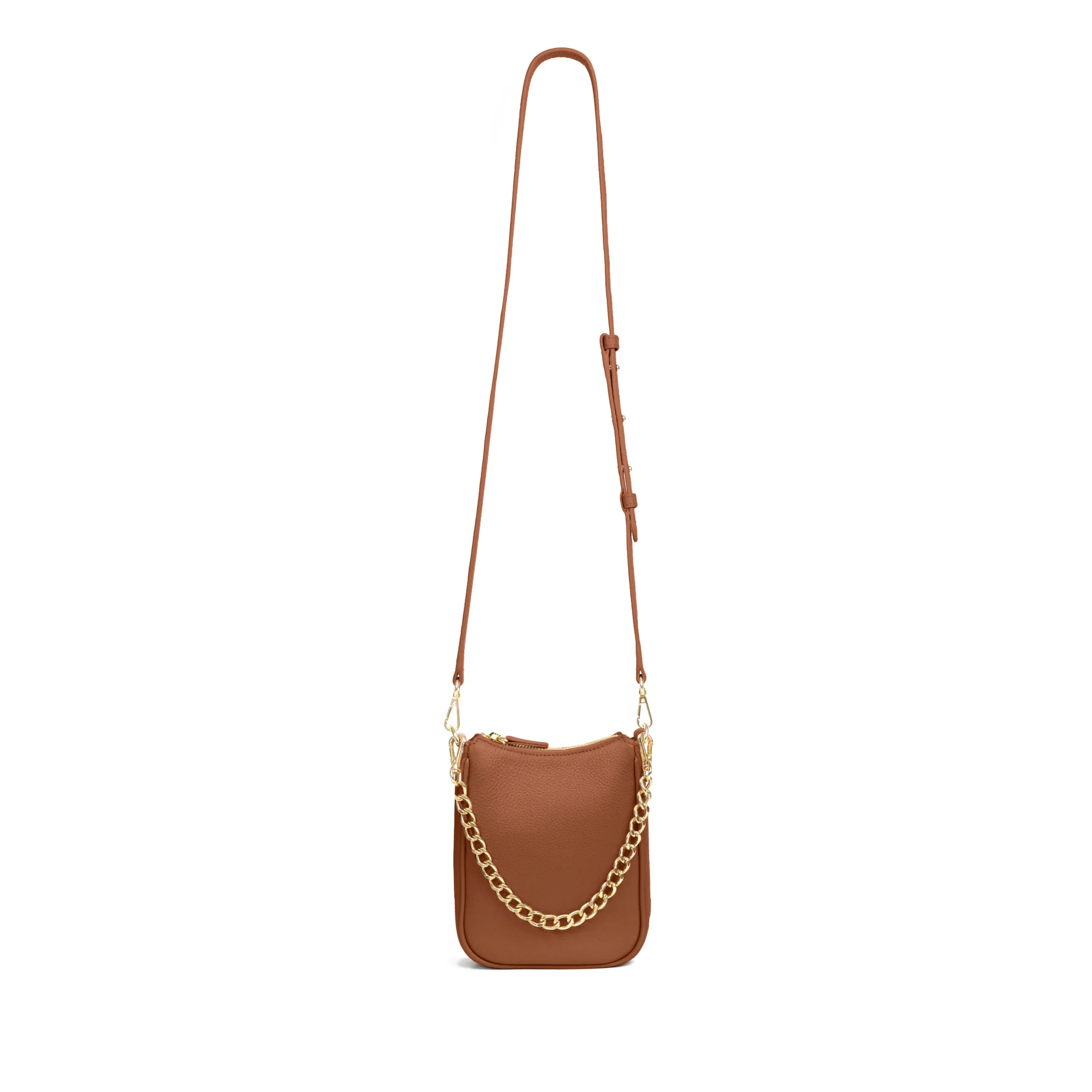 Greta Chain Vertical Sling Saddle Brown - Image 3