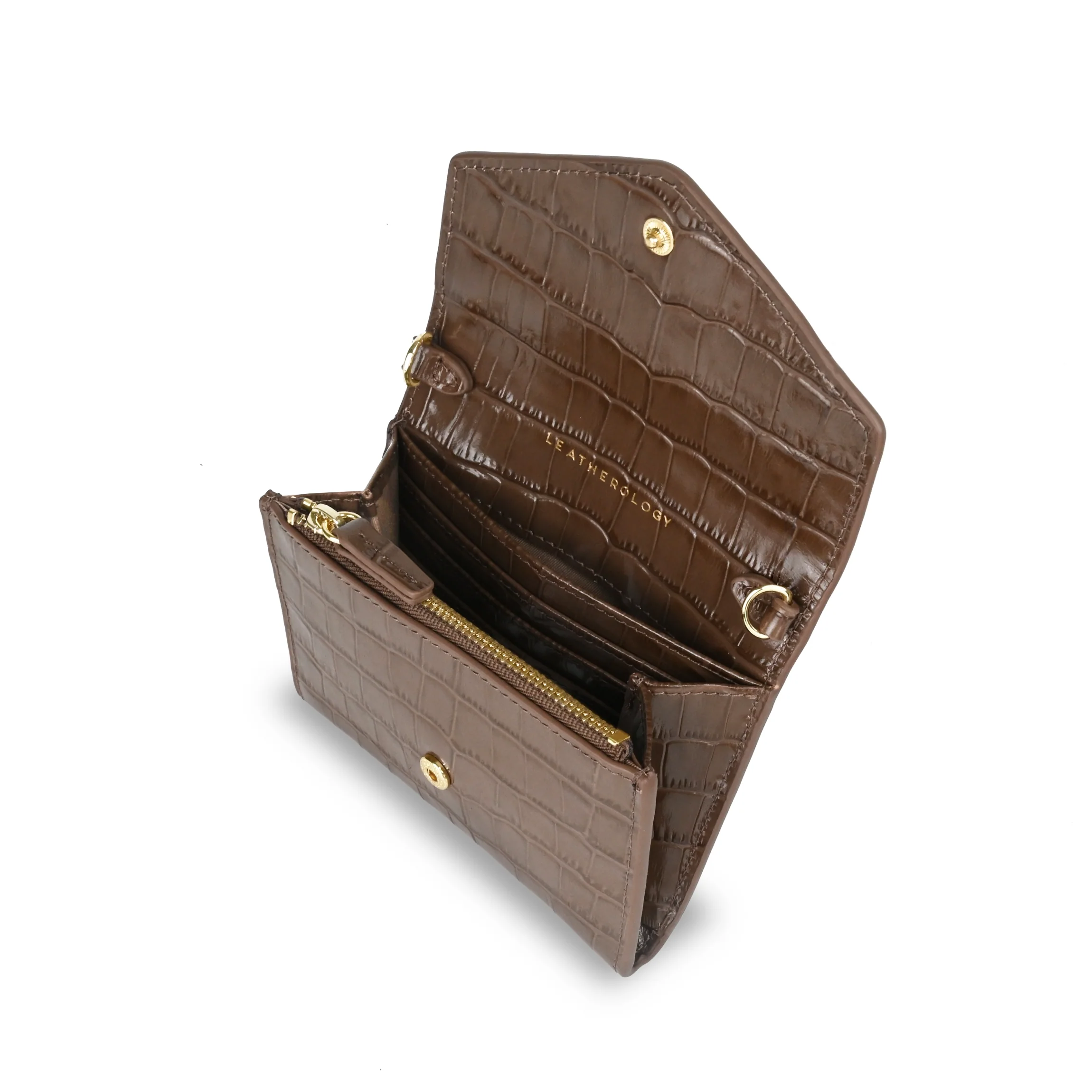 Haven Compact Wallet Cocoa Croc - Image 2