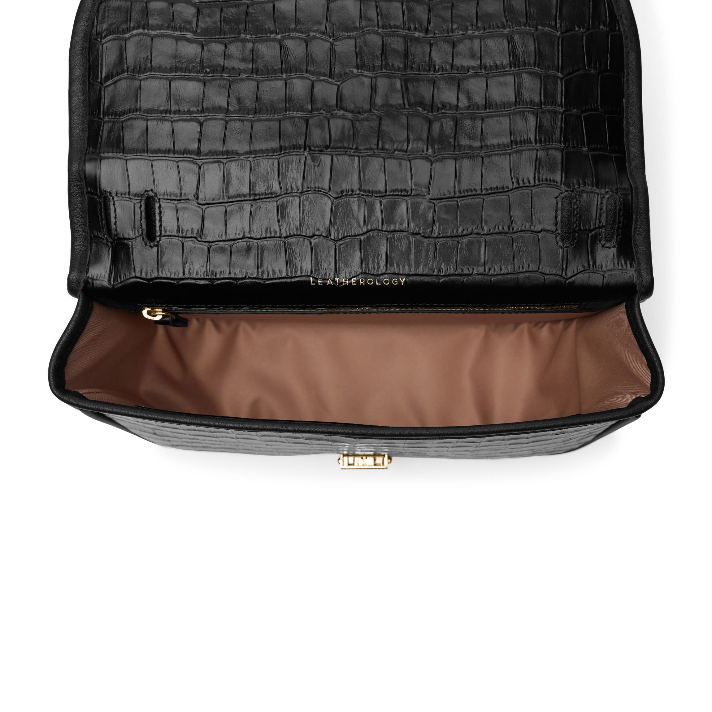 Katy Medium Saddle Bag Black Croc - Image 6