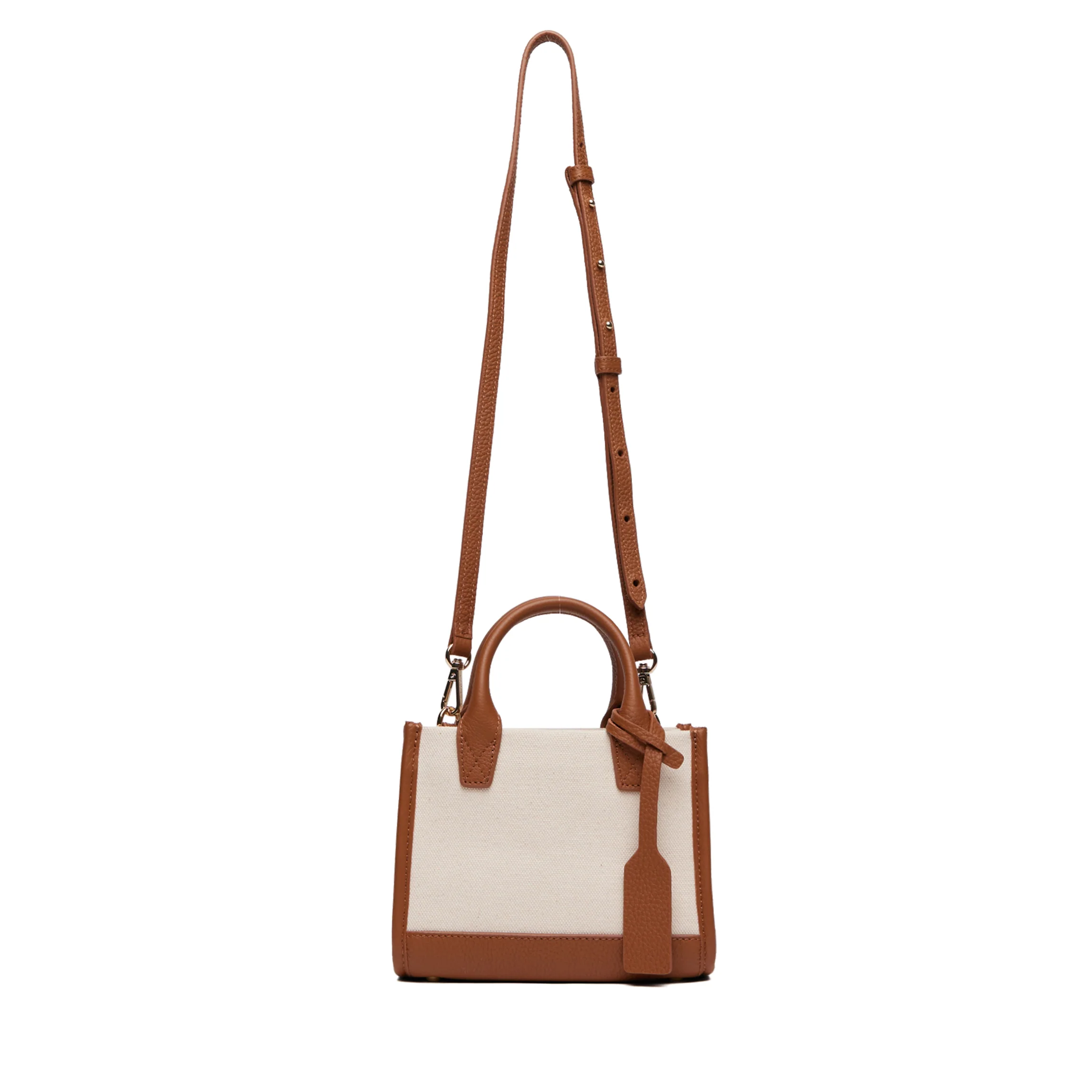 Kress Micro Crossbody Natural Canvas/Saddle Brown - Image 5