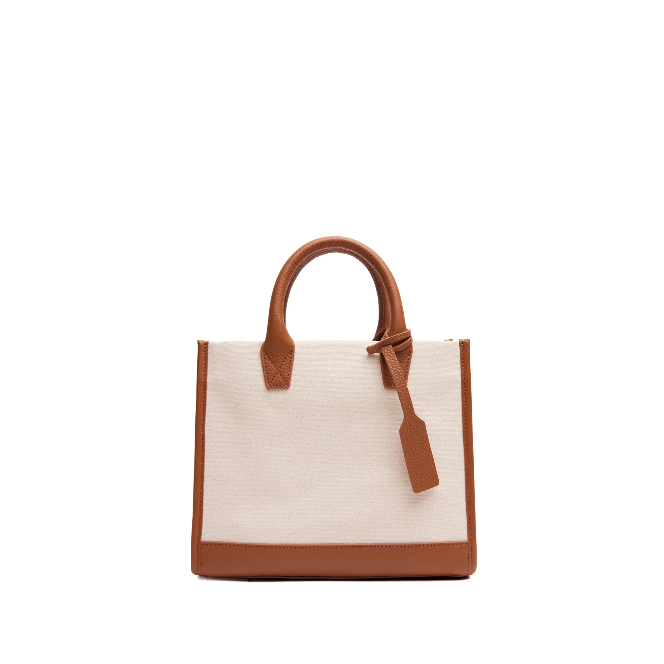 Kress Mini Top Handle Bag Natural Canvas/Saddle Brown