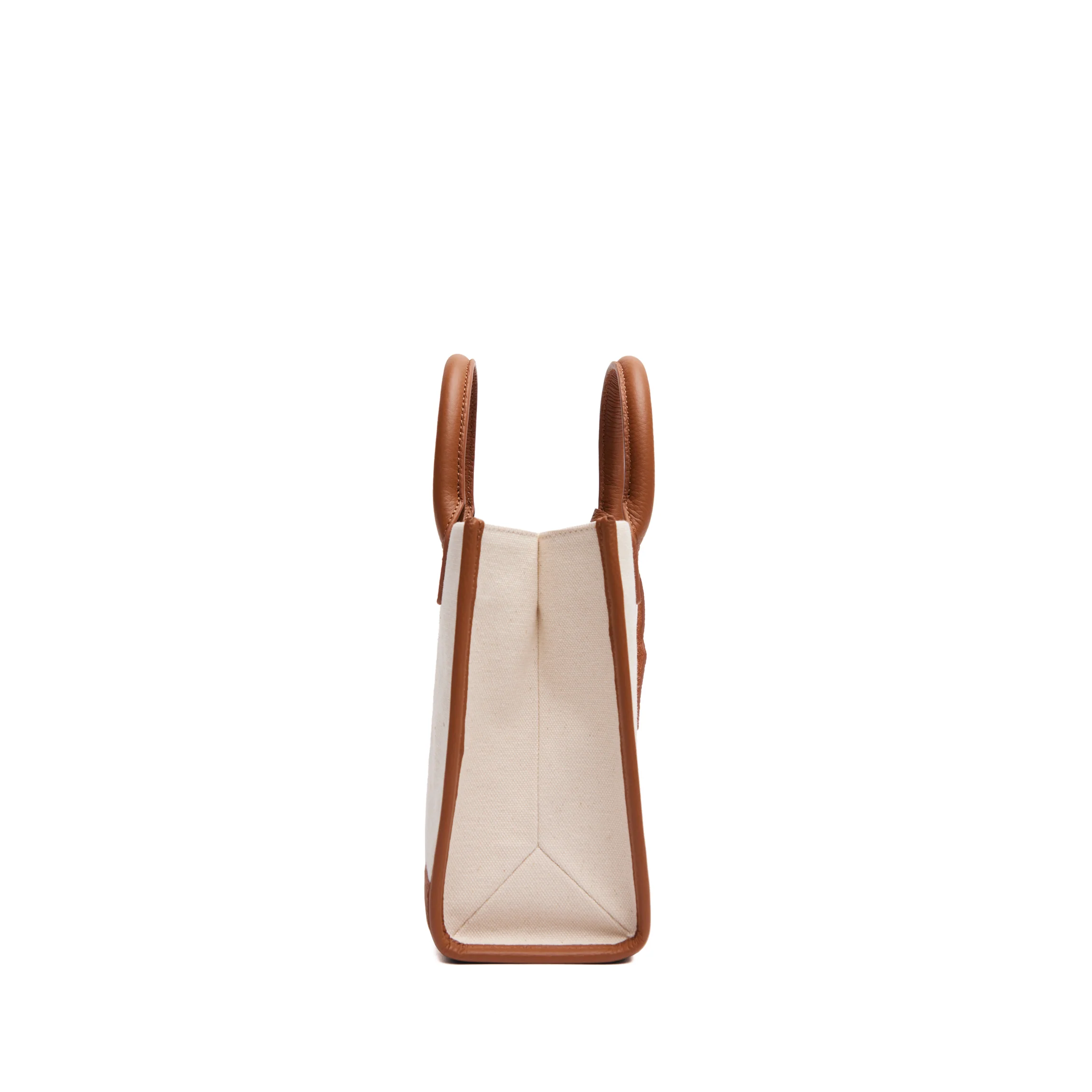 Kress Mini Top Handle Bag Natural Canvas/Saddle Brown - Image 4