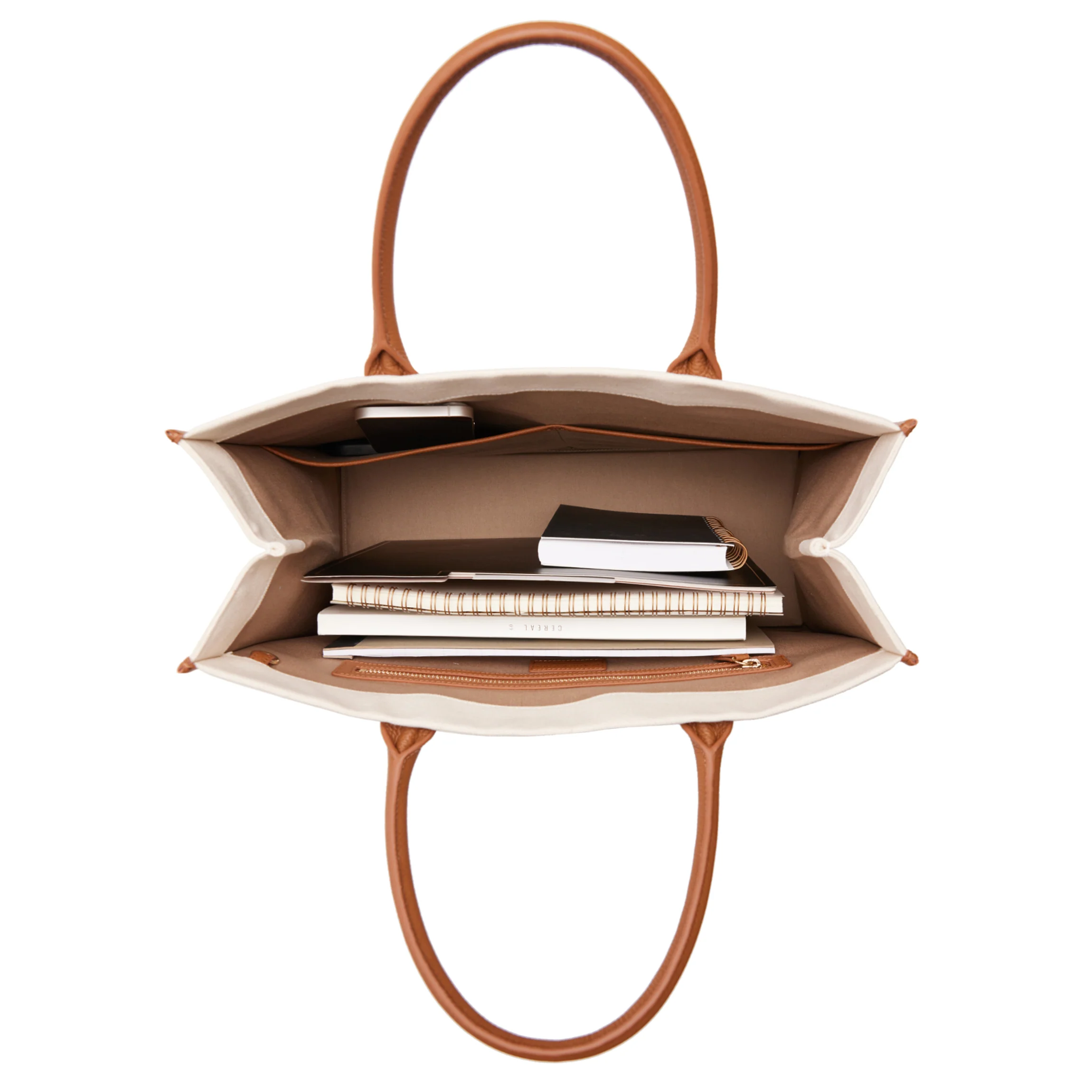 Kress XL Tote Natural Canvas/Saddle Brown - Image 3