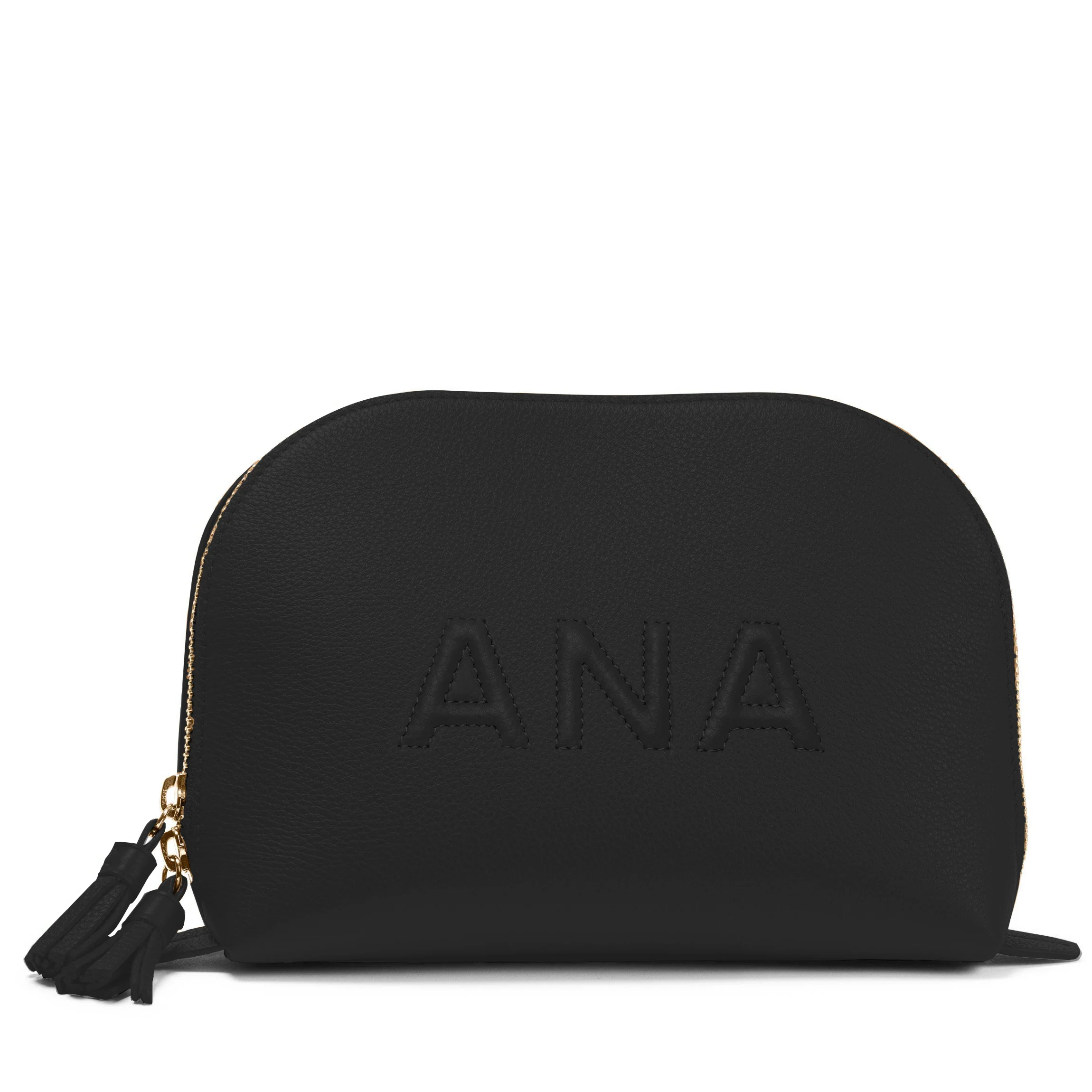 Large Clamshell Makeup Bag Black Pebble