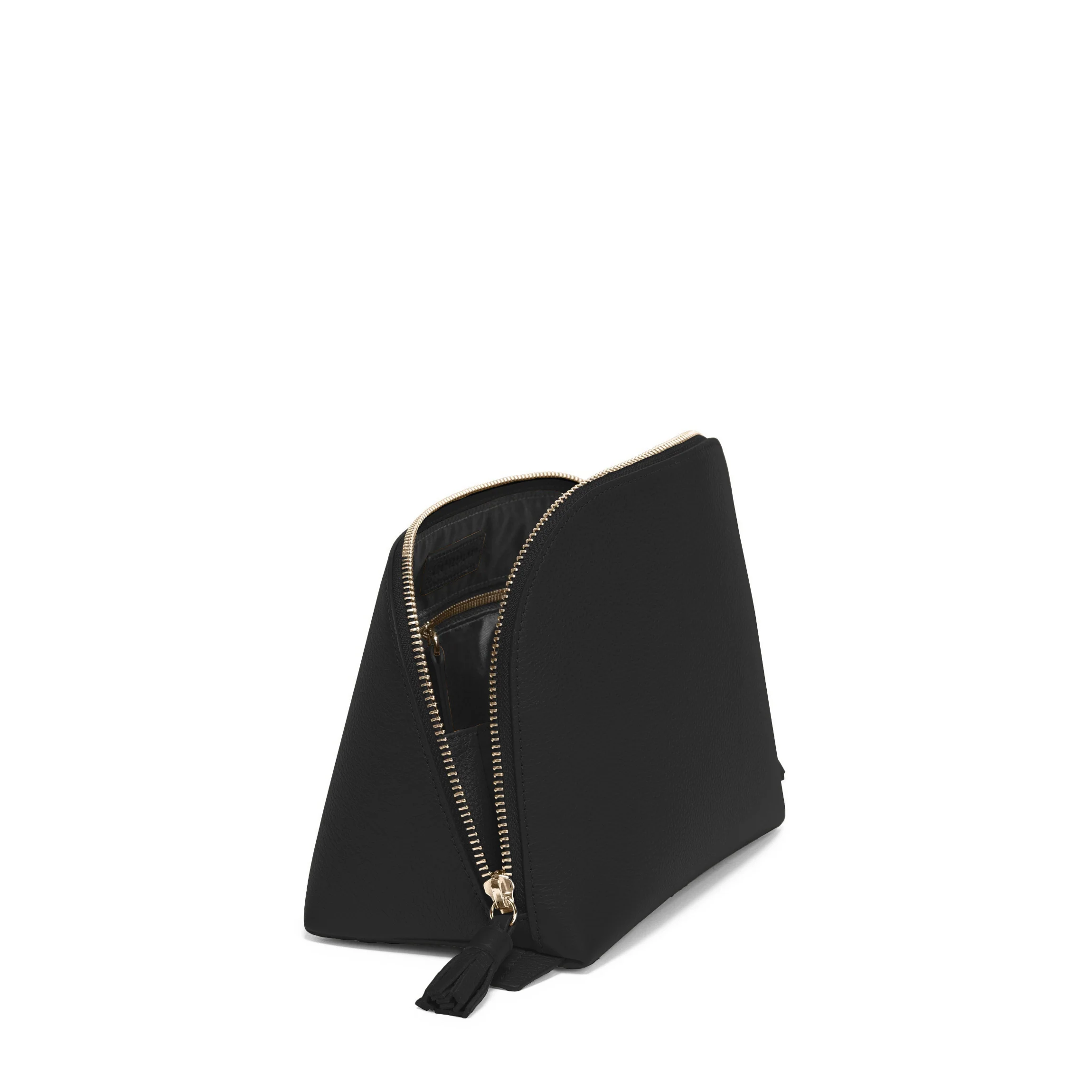 Large Clamshell Makeup Bag Black Pebble - Image 3