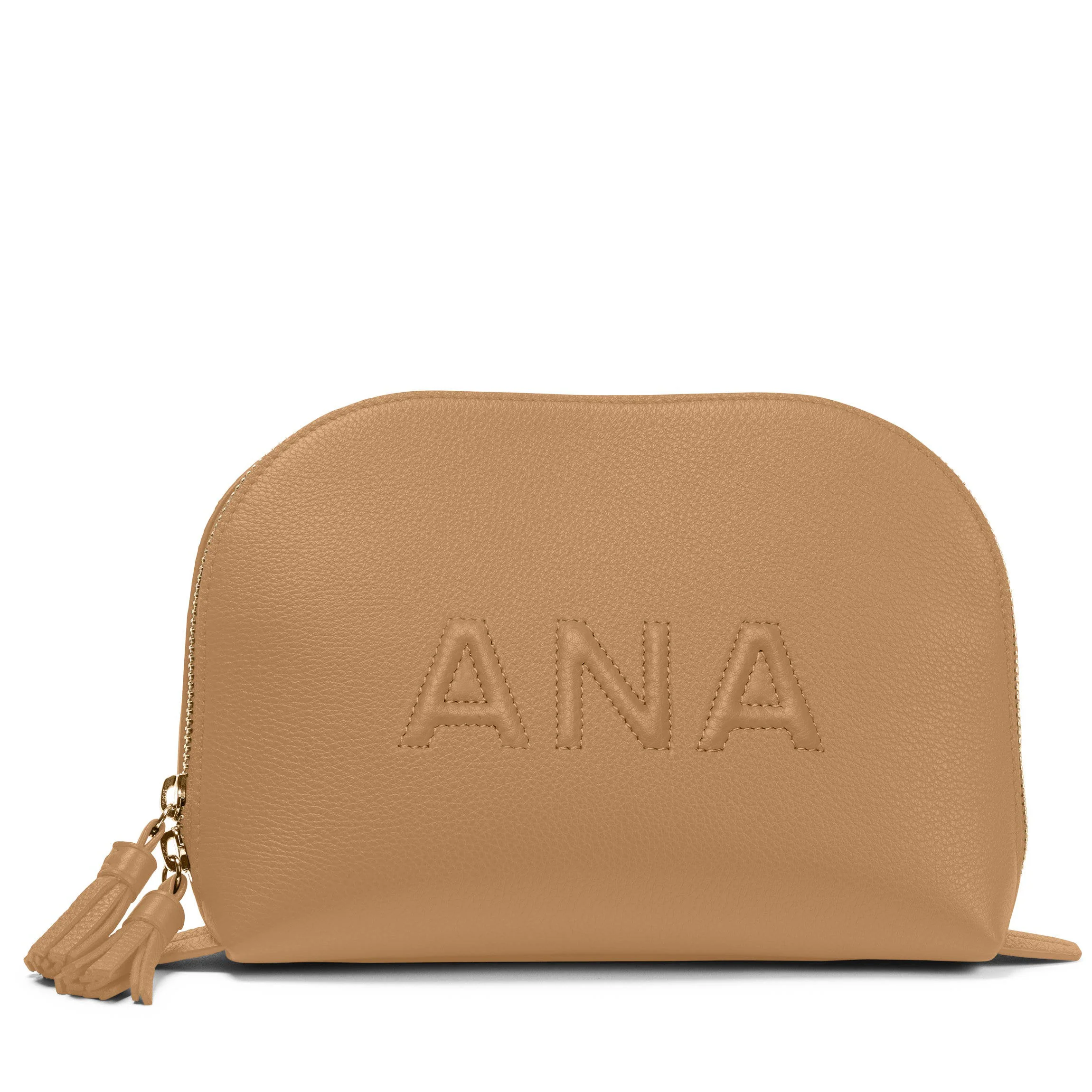 Large Clamshell Makeup Bag Camel