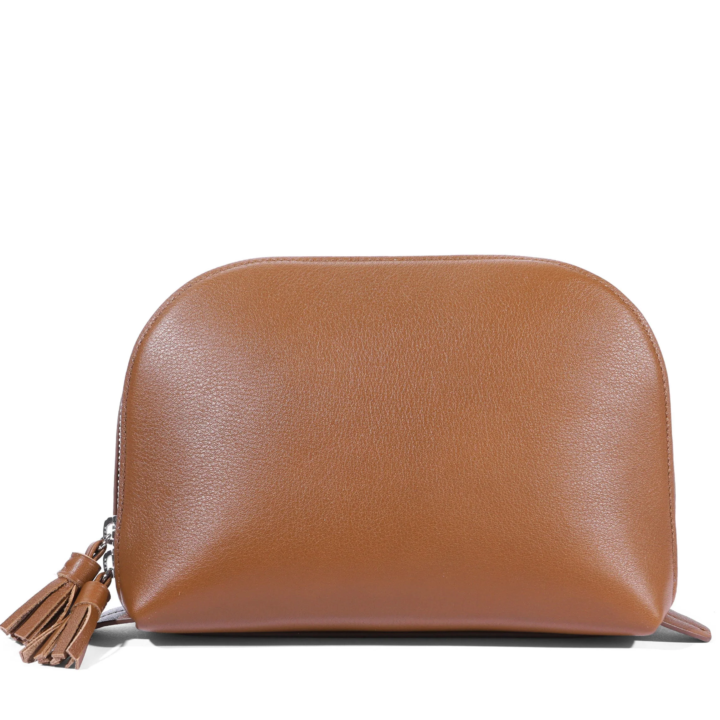 Large Clamshell Makeup Bag Cognac