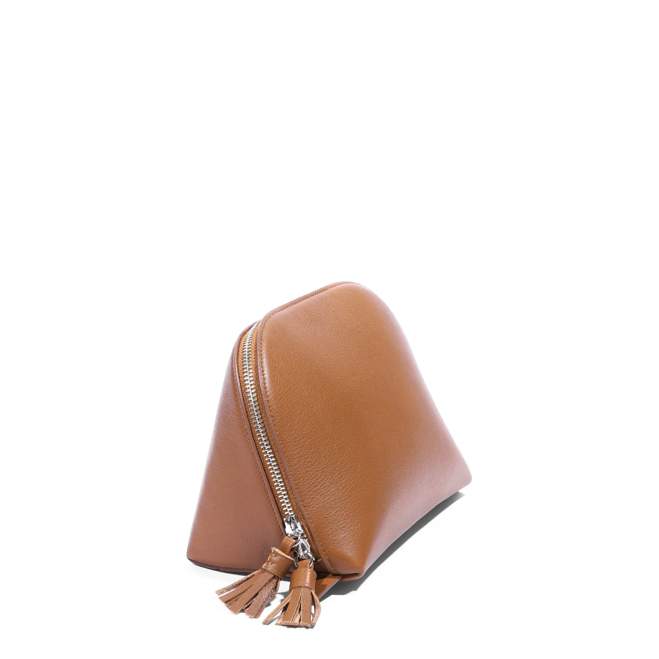 Large Clamshell Makeup Bag Cognac - Image 2