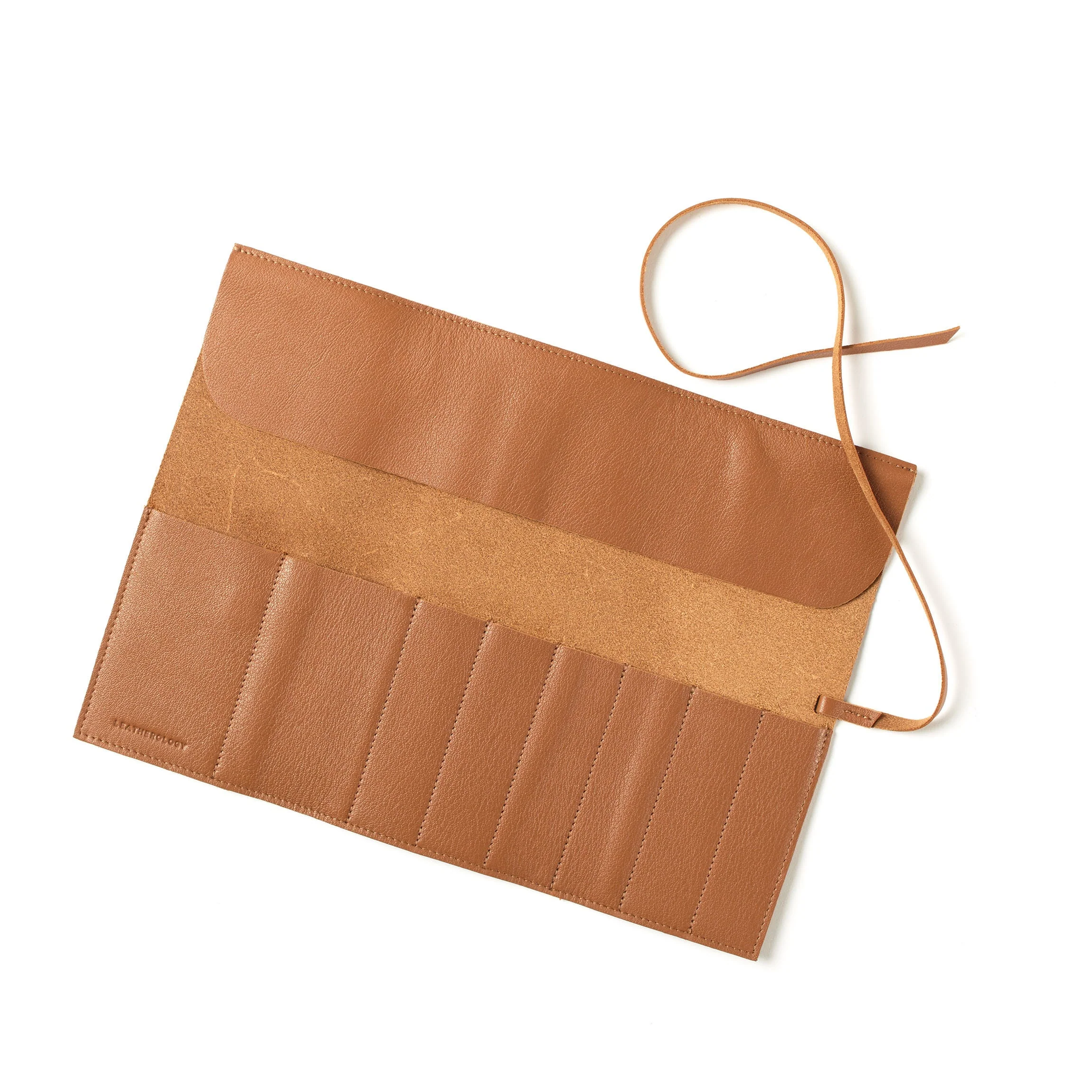 Large Makeup Brush Roll Cognac