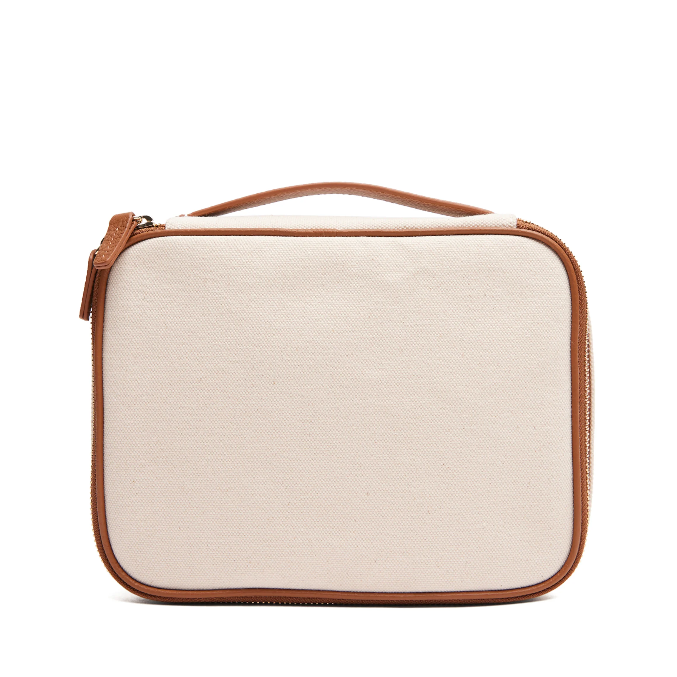 Large Travel Organizer in Canvas Natural Canvas/Saddle Brown