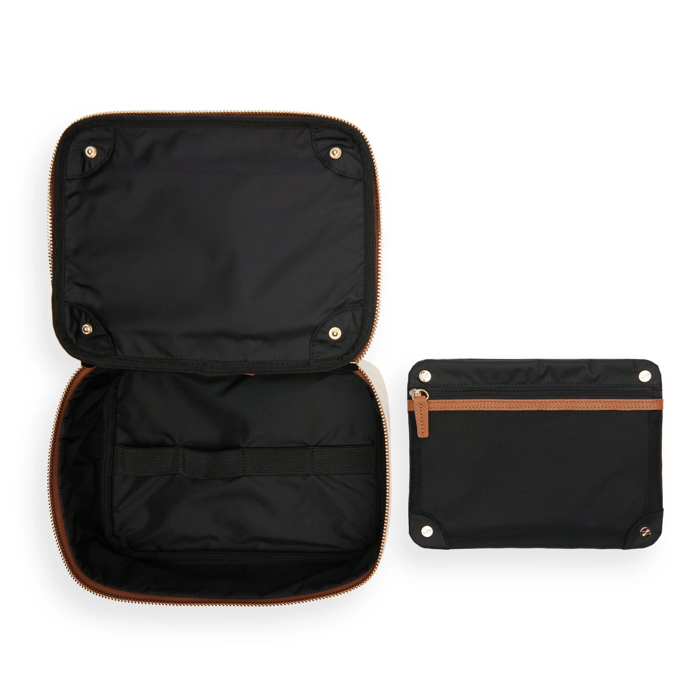 Large Travel Organizer in Canvas Natural Canvas/Saddle Brown - Image 3