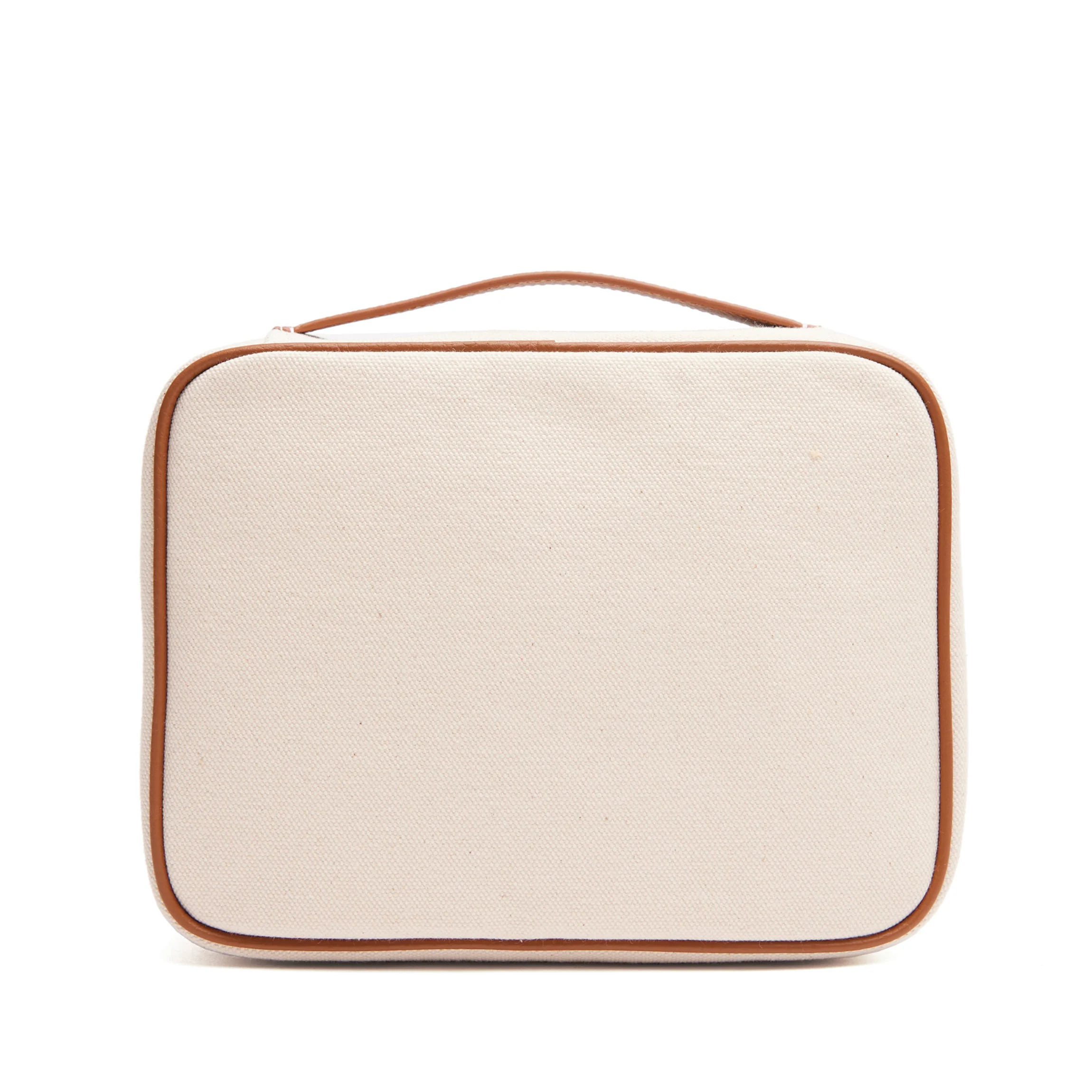 Large Travel Organizer in Canvas Natural Canvas/Saddle Brown - Image 6