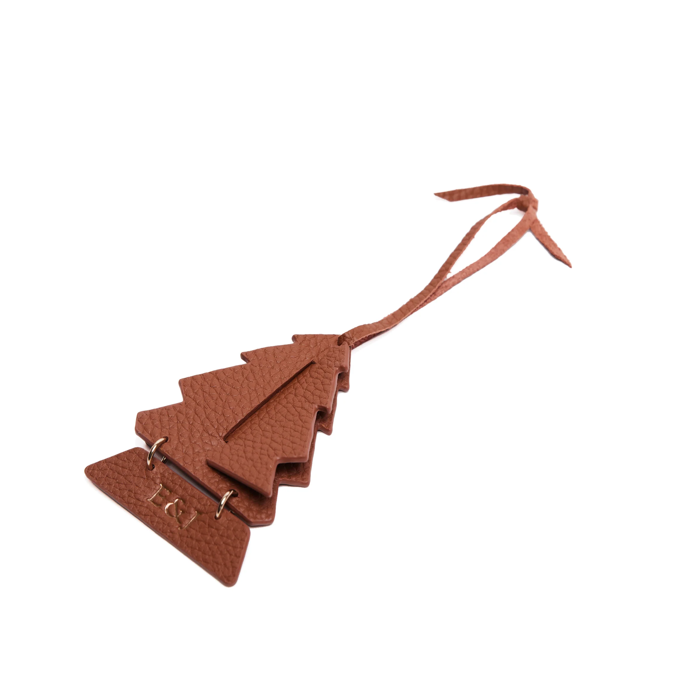 Leather Christmas Tree Ornament Saddle Brown - Image 3