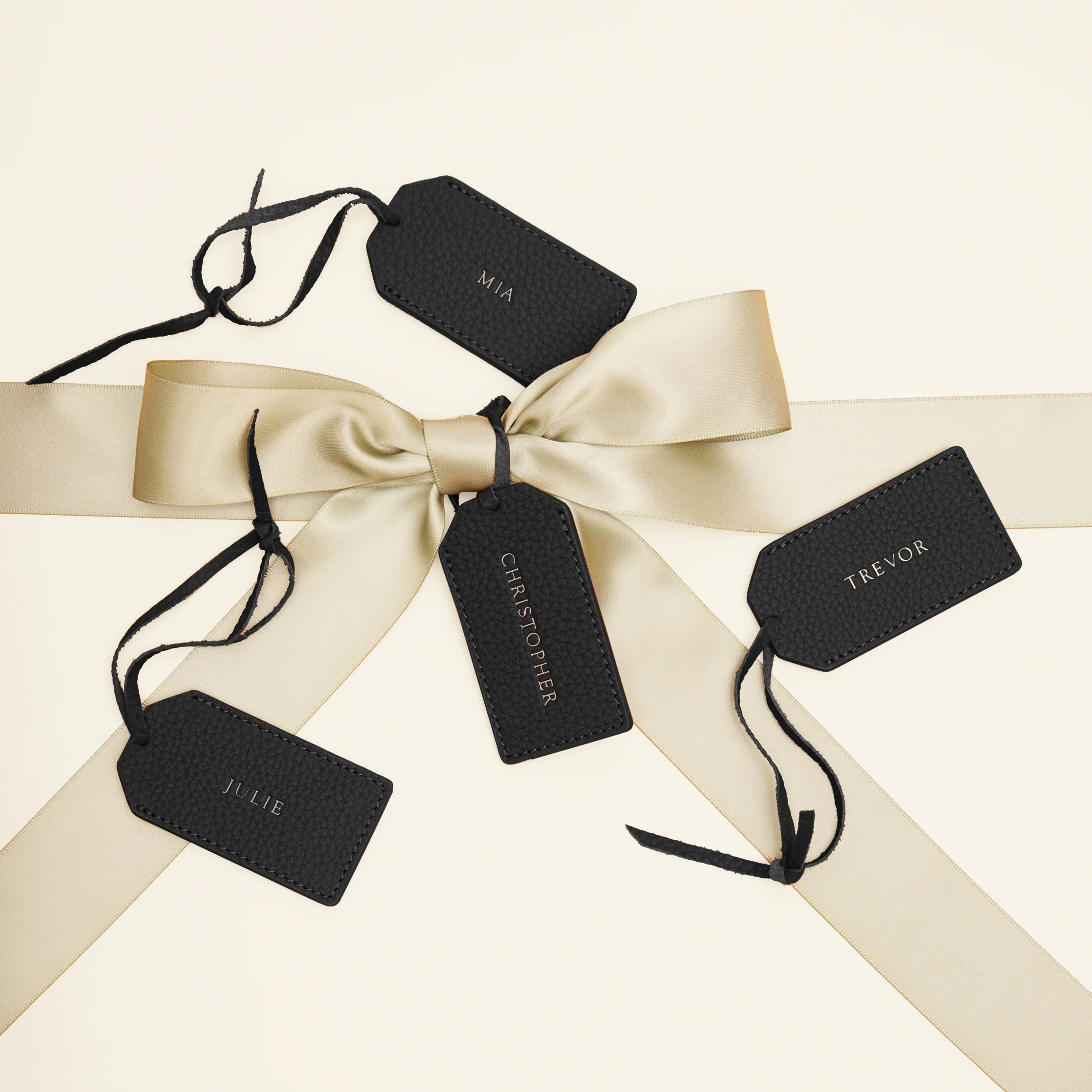 Leather Gift Tags, Set of 4 Black Pebble - Image 2