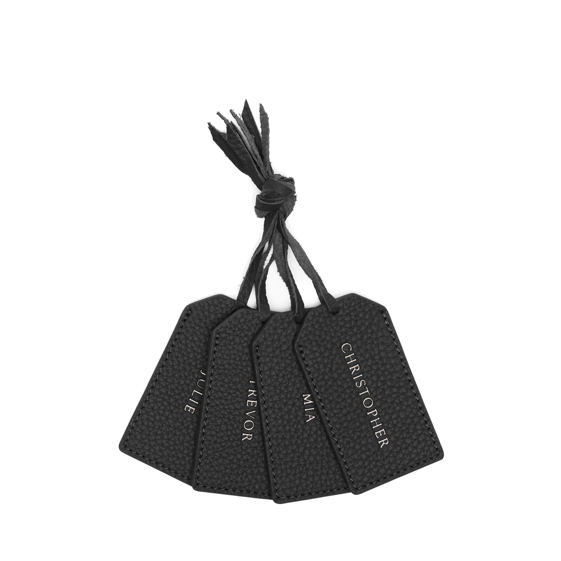 Leather Gift Tags, Set of 4 Black Pebble - Image 3
