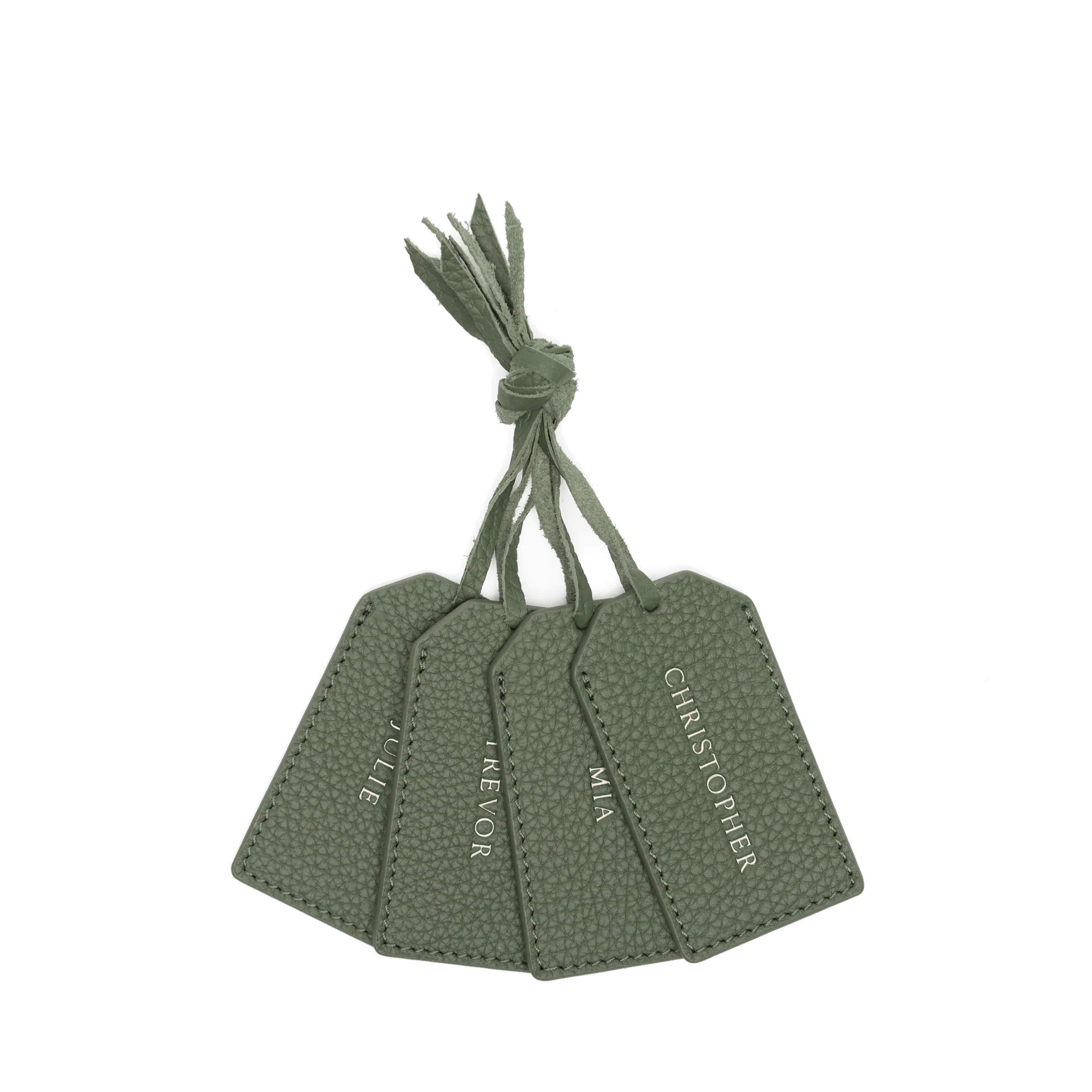 Leather Gift Tags, Set of 4 Moss - Image 3