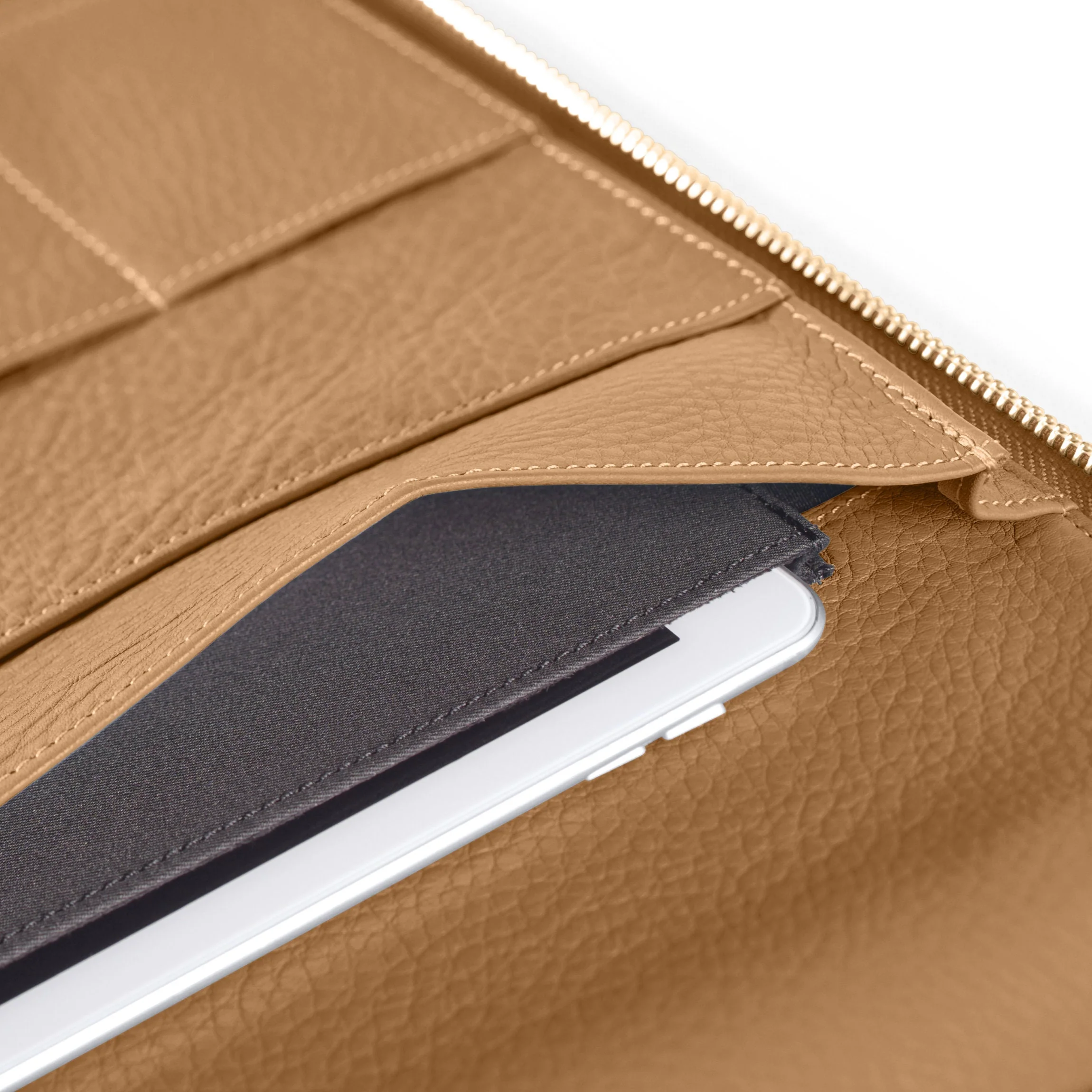 Left Handed Executive Zippered Portfolio Camel - Image 4