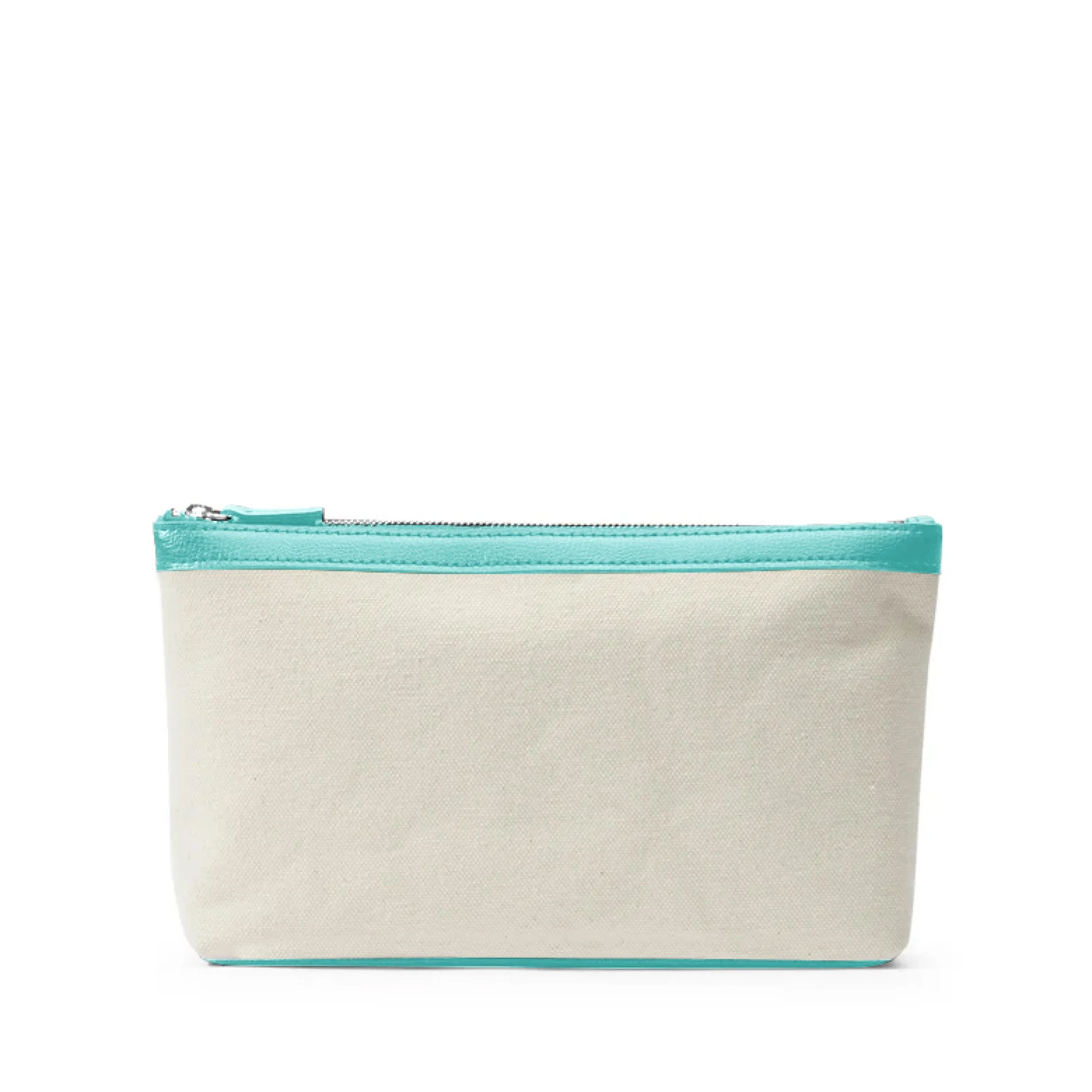 Medium Accessories Pouch in Canvas Natural Canvas/Celeste - Image 4