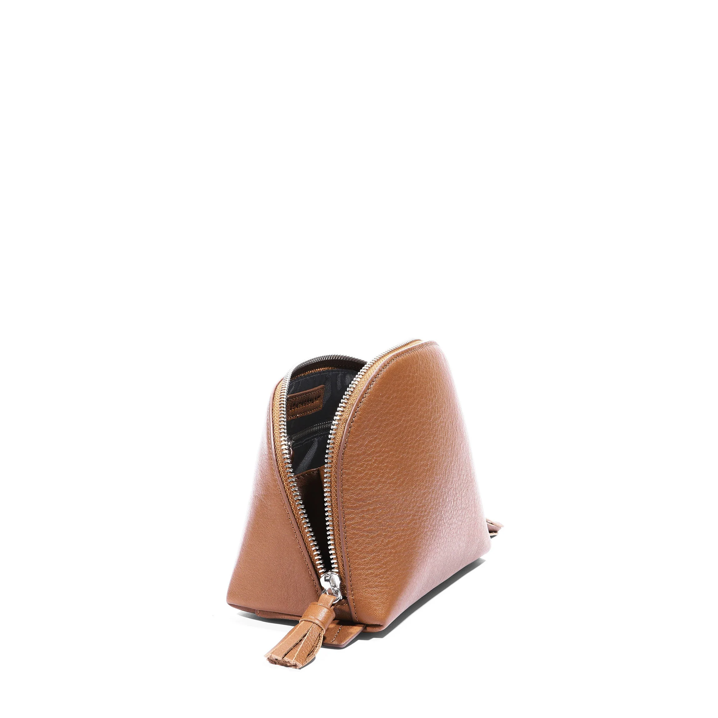 Medium Clamshell Makeup Bag Cognac - Image 3