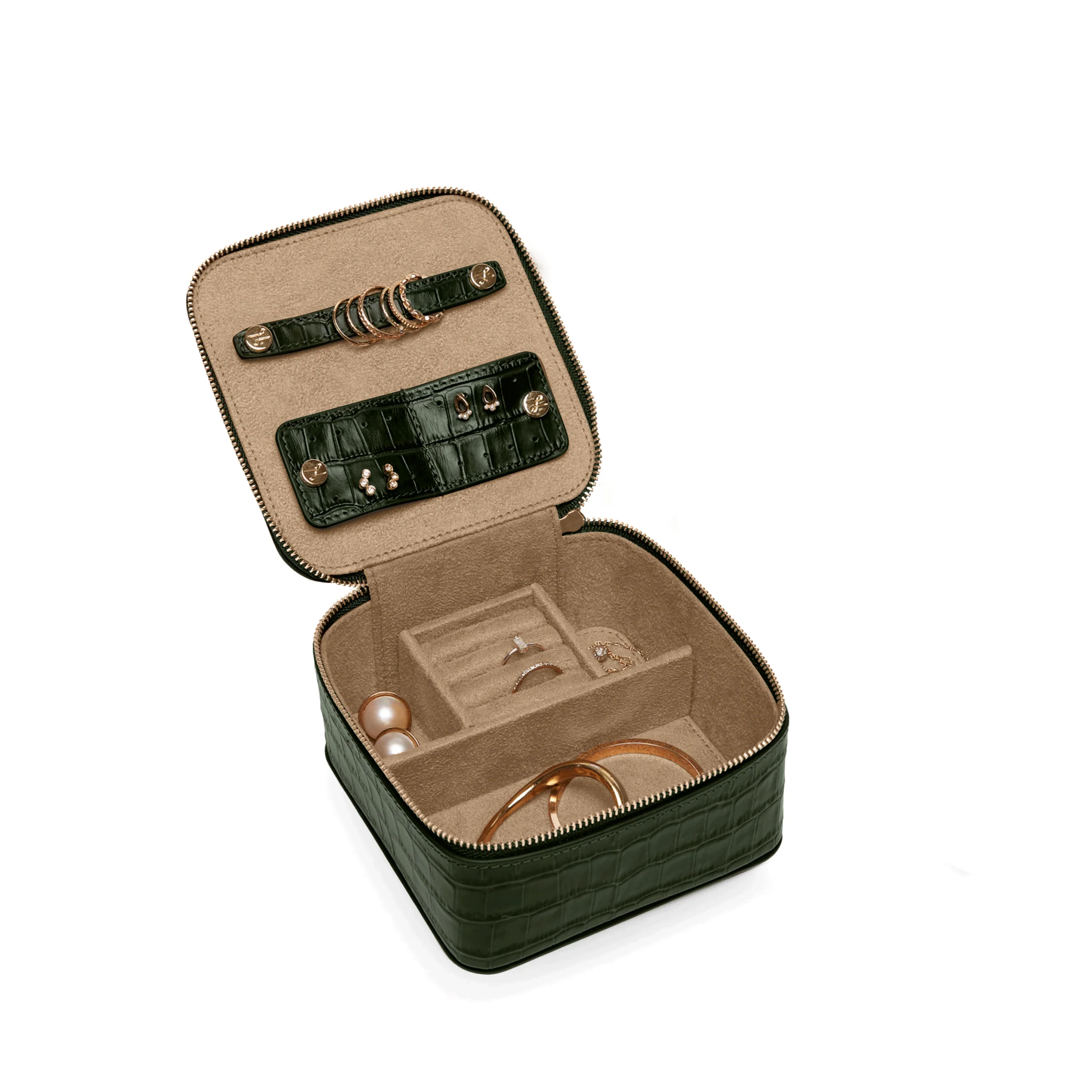 Medium Jewelry Ring Box Forest Croc