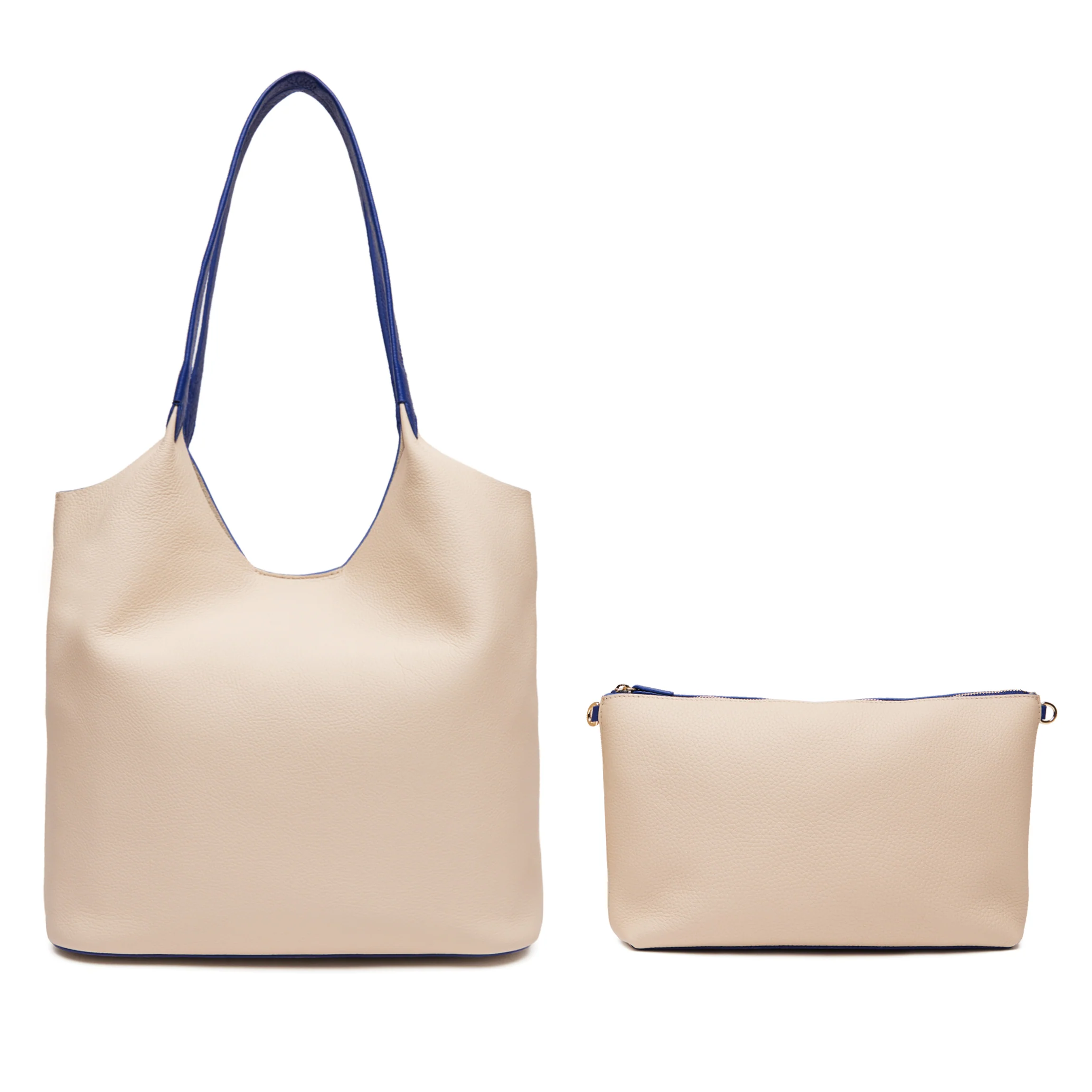 Mia Large Shopper Tote Sand/Regatta Blue - Image 4