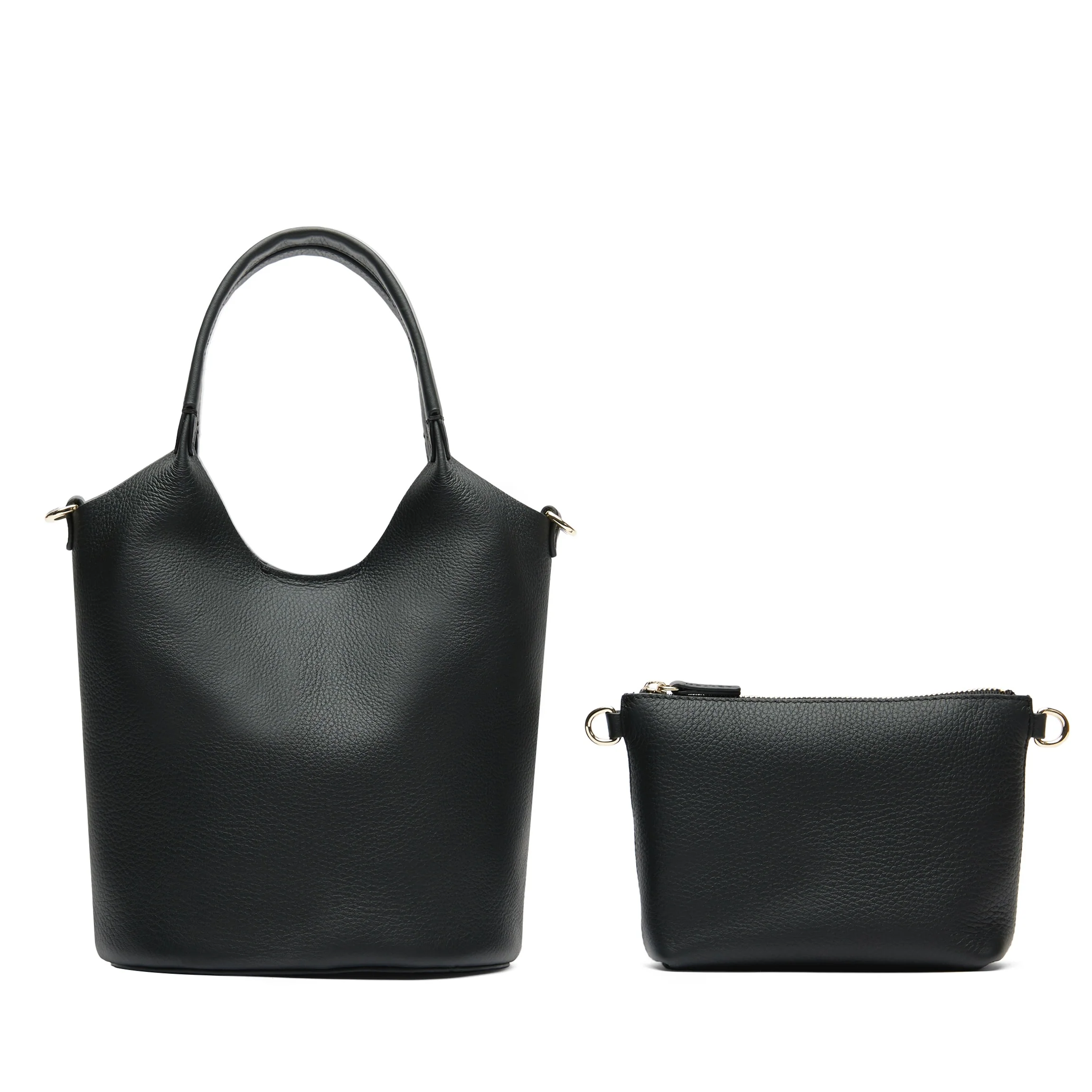 Mia Small Bucket Tote Black Pebble - Image 5