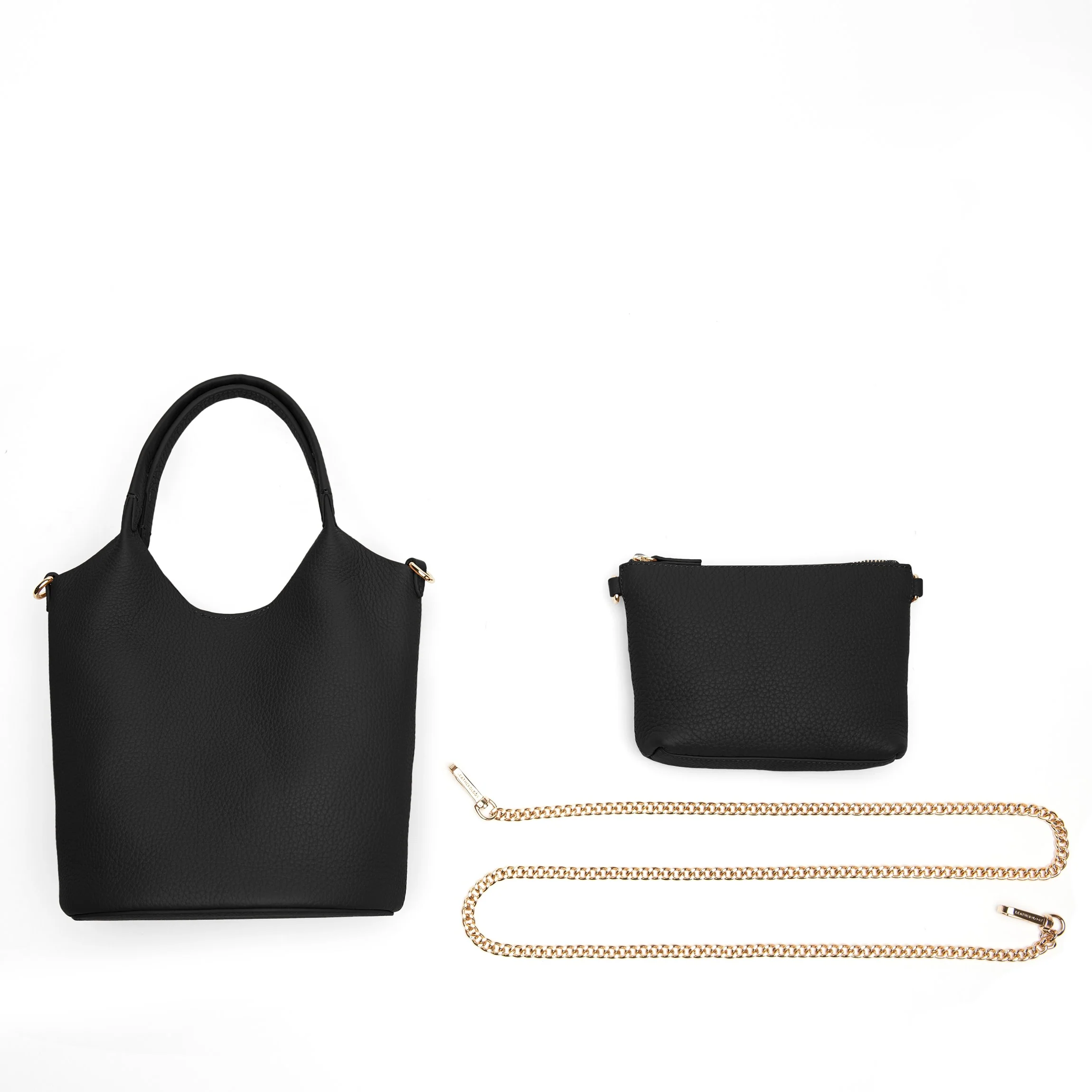 Mia Small Bucket Tote Black Pebble - Image 9
