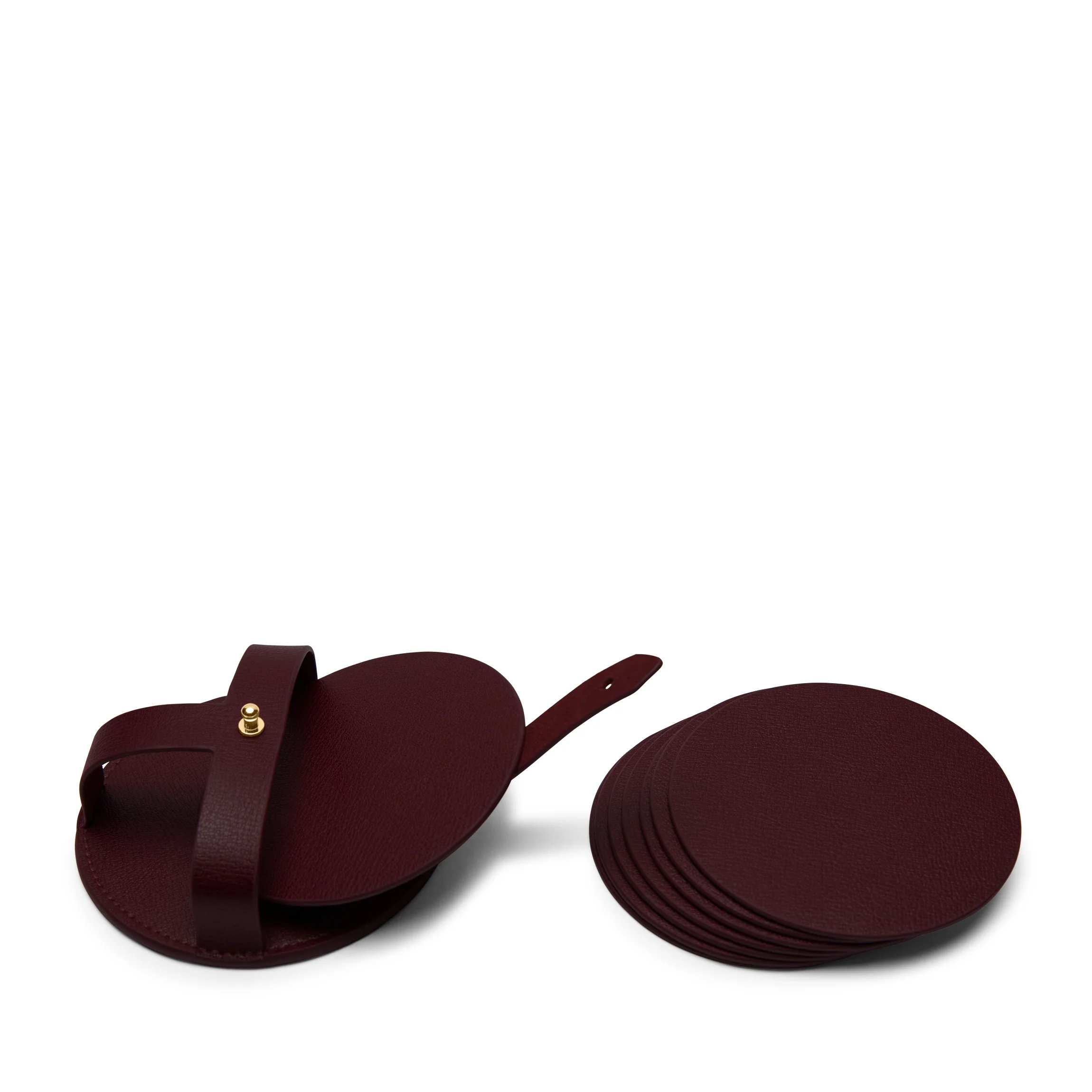 Modern Round Coasters and Holder, Set of 8 Oxblood - Image 2