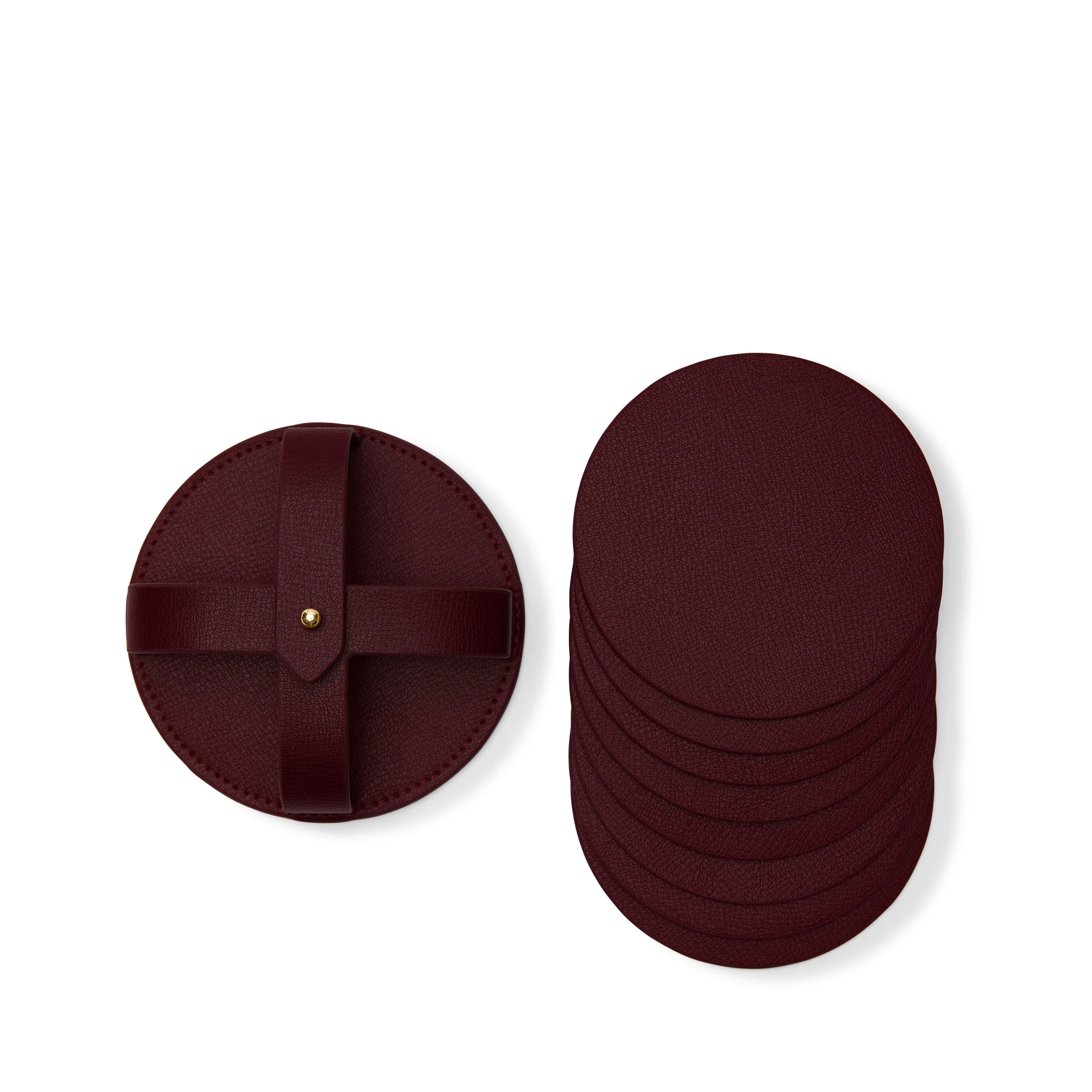 Modern Round Coasters and Holder, Set of 8 Oxblood - Image 3