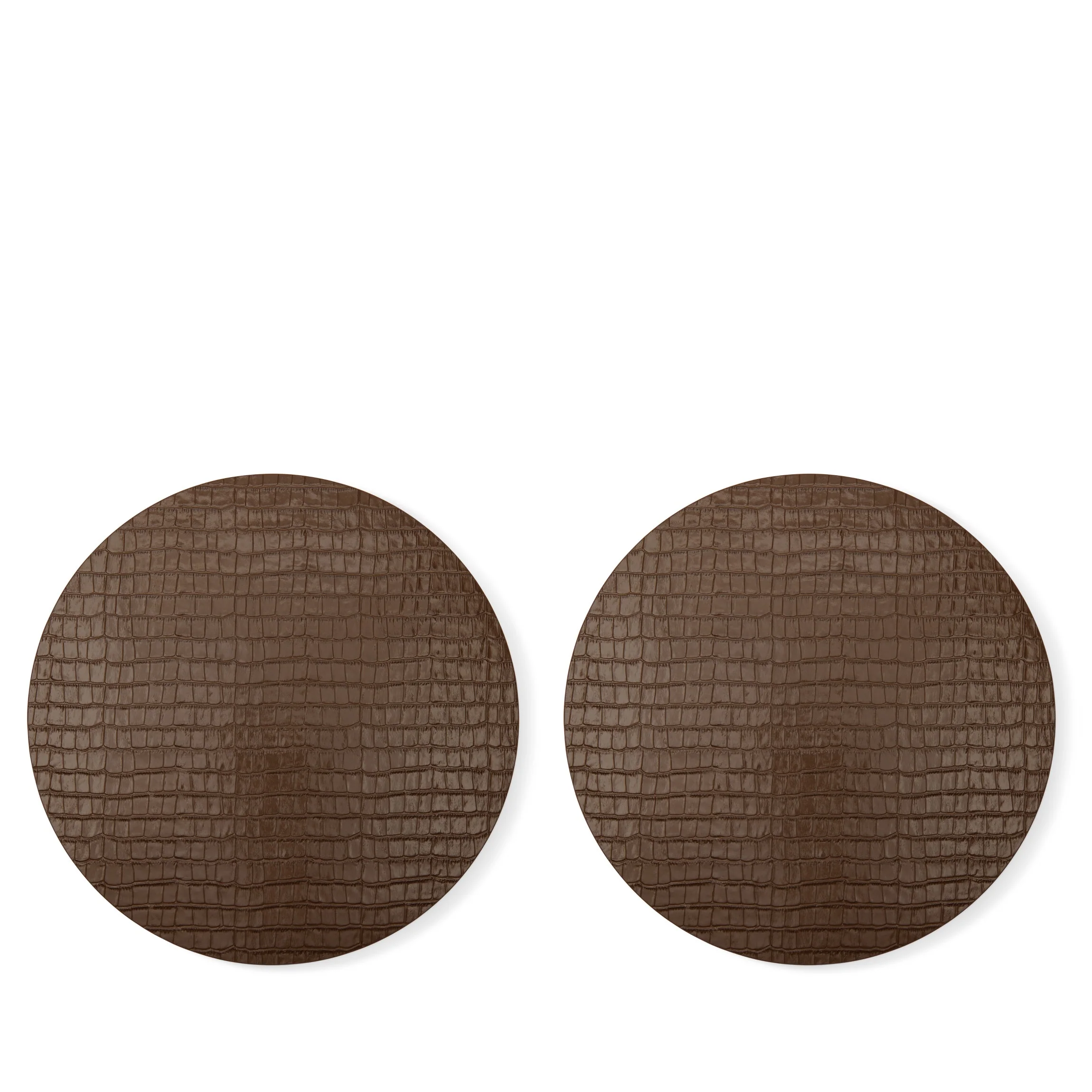 Modern Round Placemats, Set of 2 Cocoa Croc - Image 3