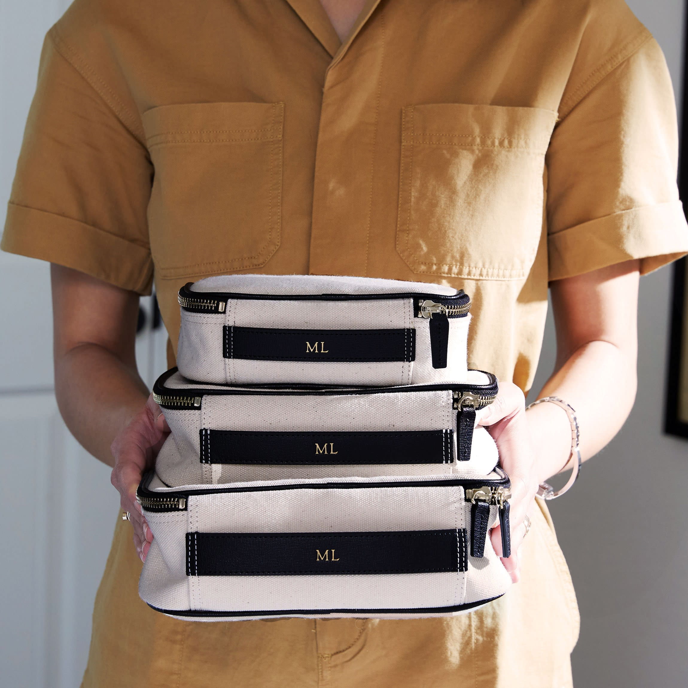 Nested Travel Organizer Trio in Canvas Natural Canvas/Black - Image 3