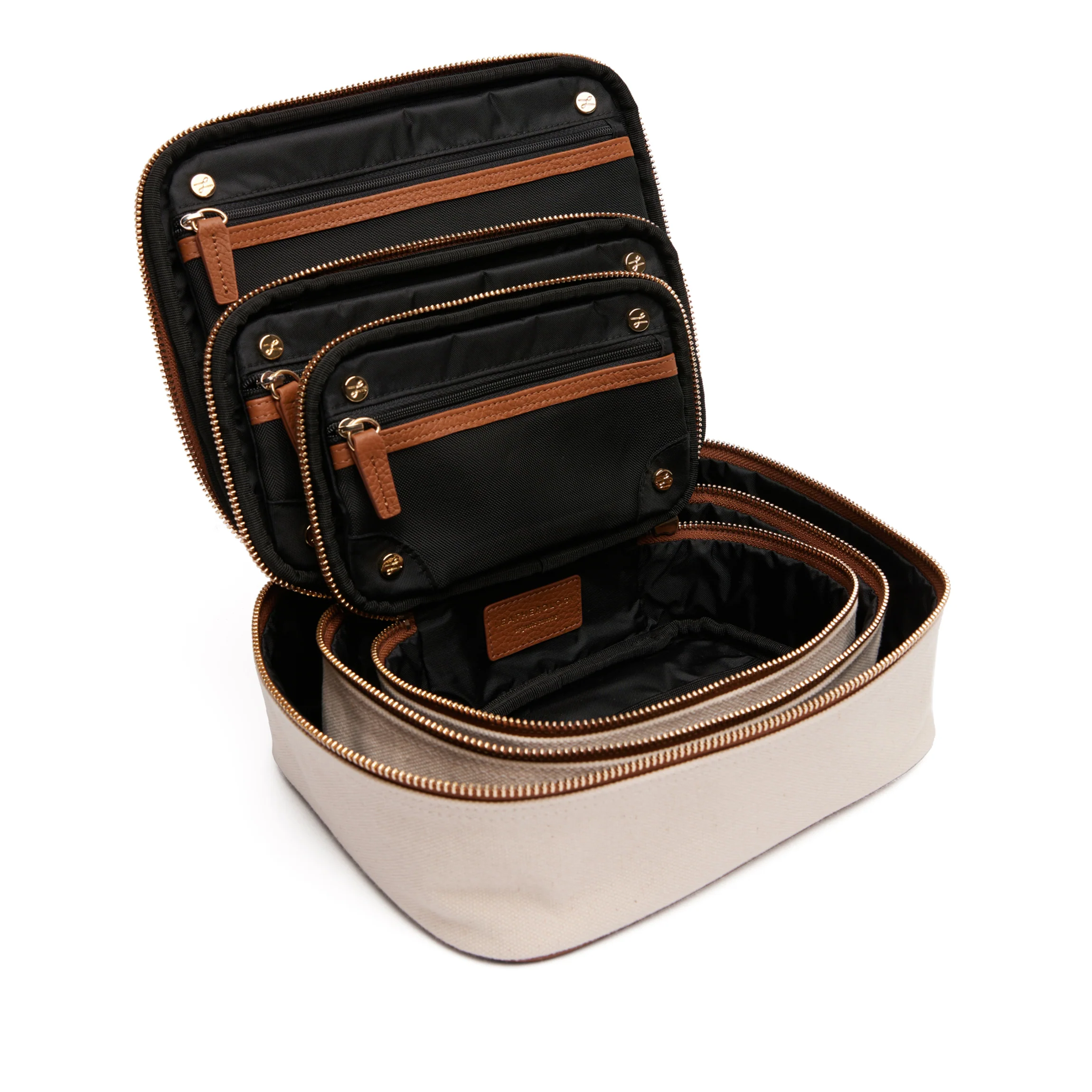 Nested Travel Organizer Trio in Canvas Natural Canvas/Saddle Brown - Image 2