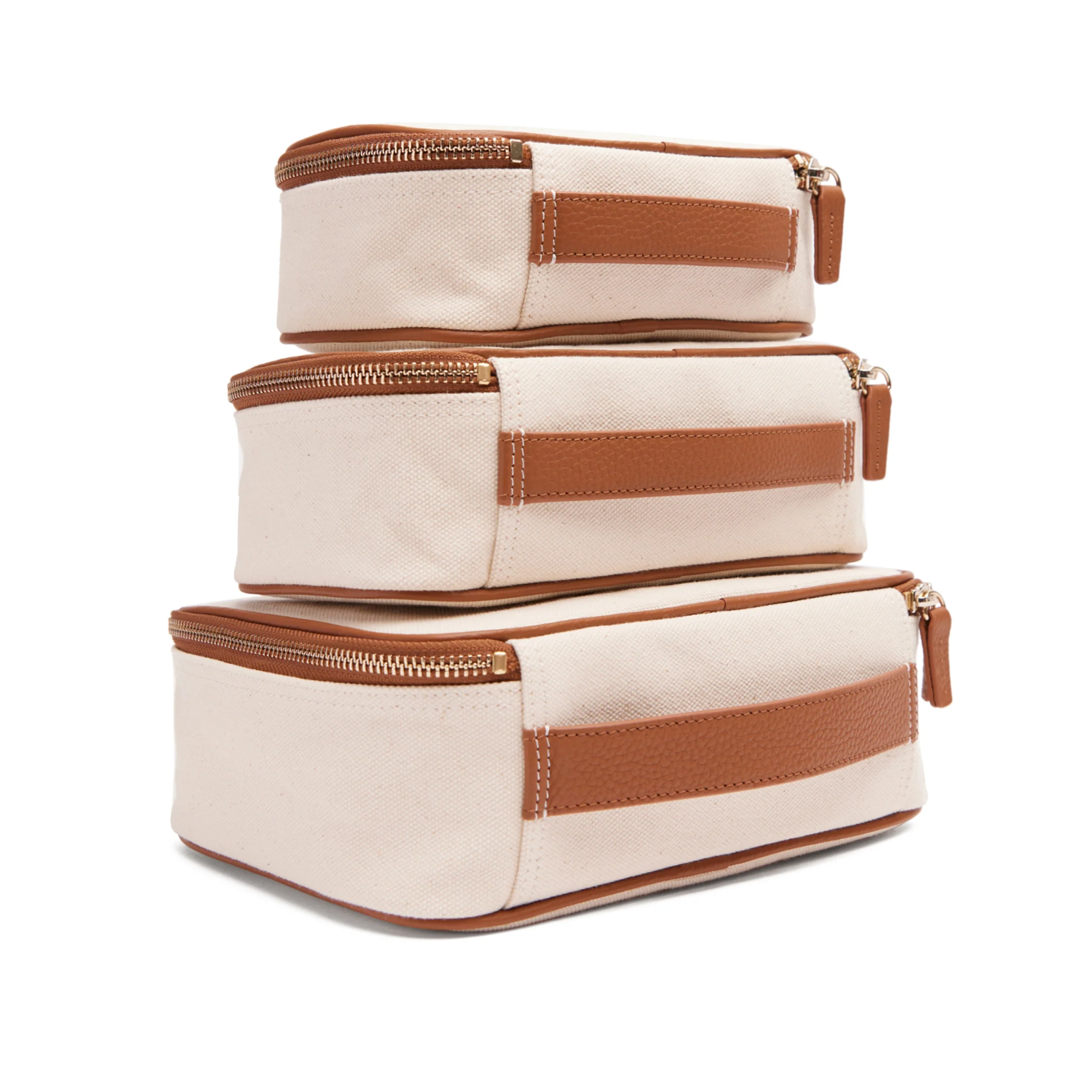 Nested Travel Organizer Trio in Canvas Natural Canvas/Saddle Brown - Image 3