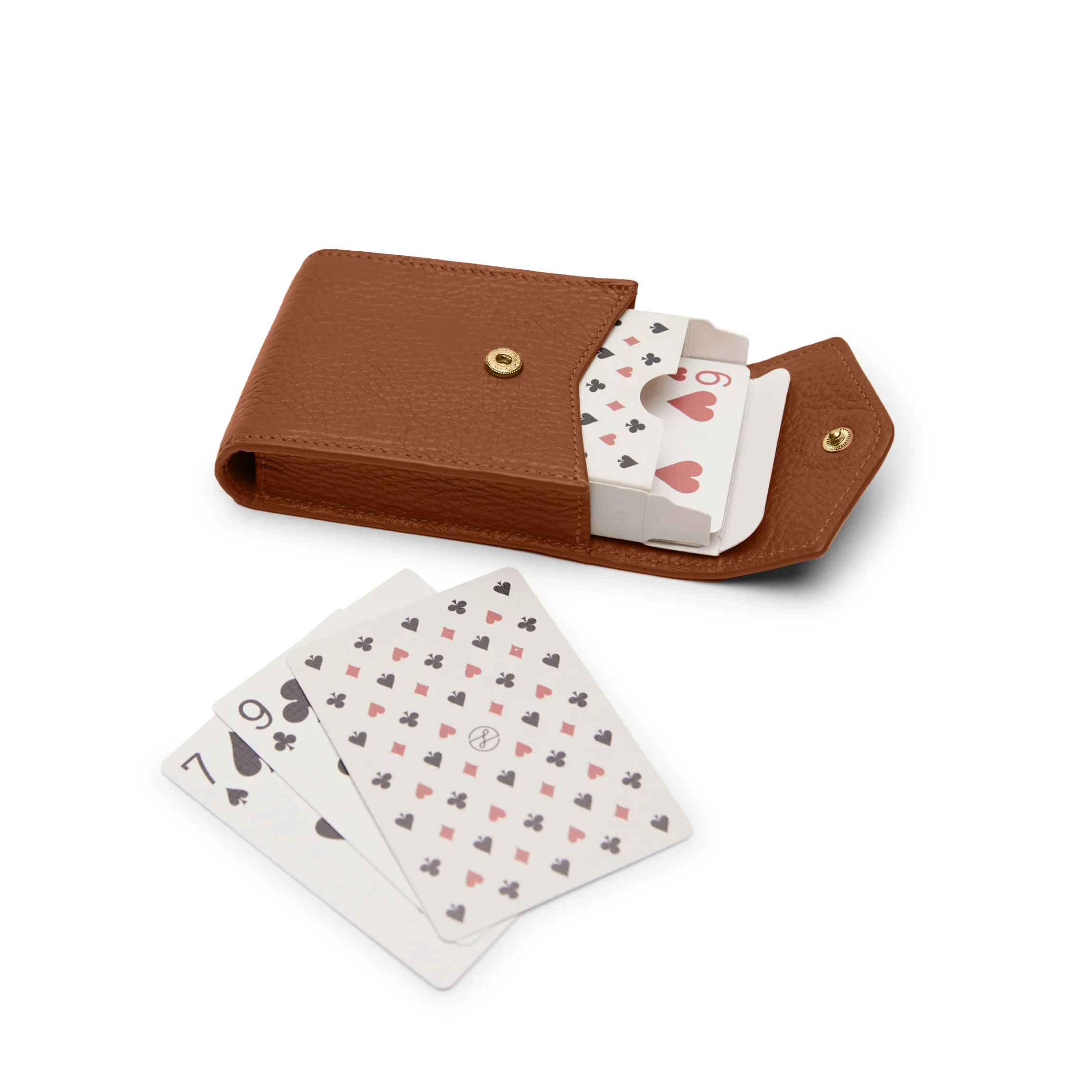 Portable Single Playing Card Case Saddle Brown