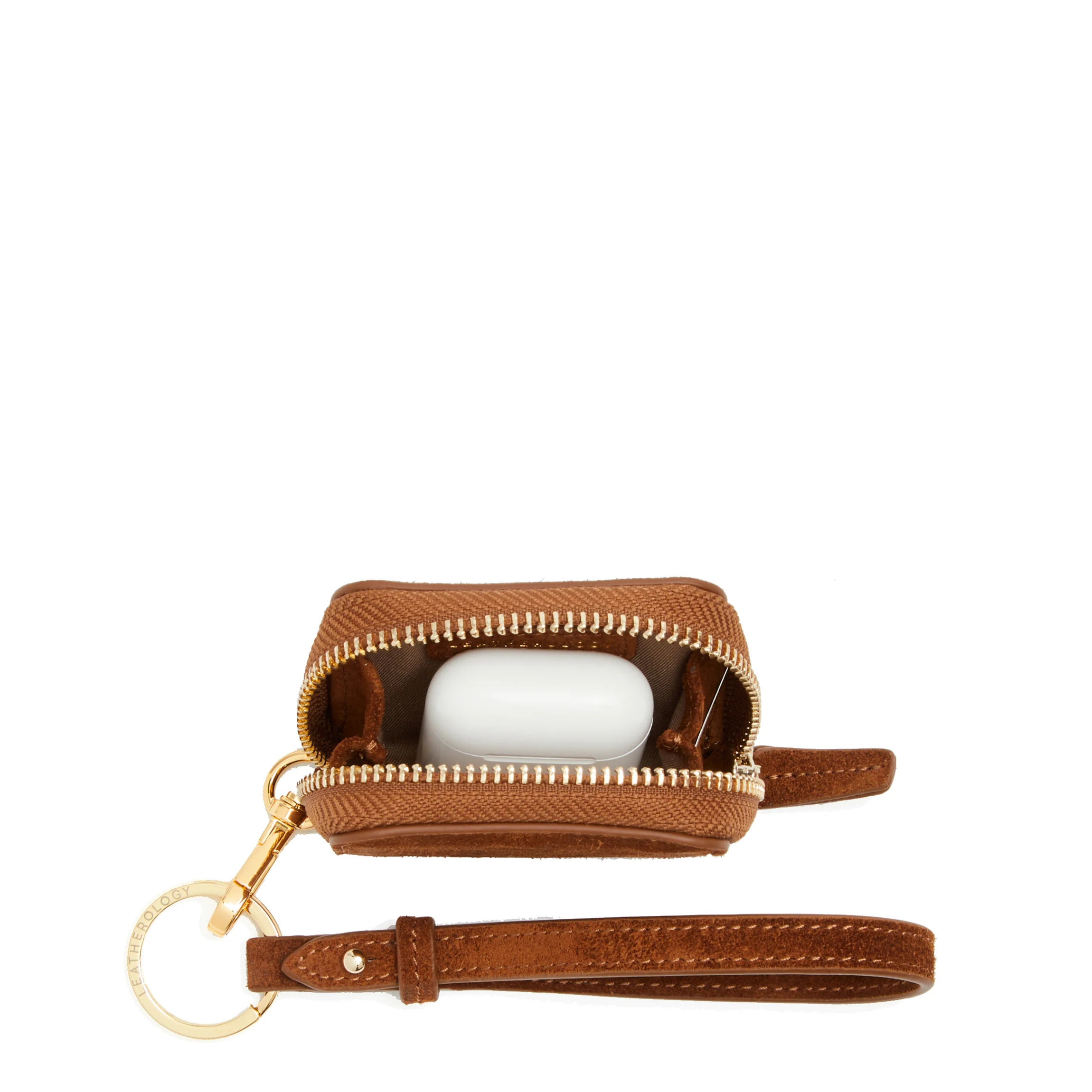 Portable Wristlet AirPod Case Russet Suede - Image 2
