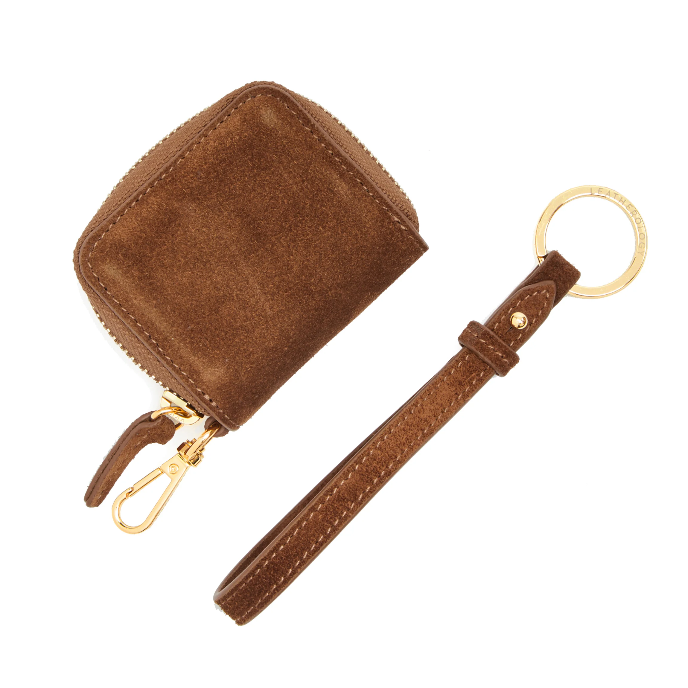 Portable Wristlet AirPod Case Russet Suede - Image 4