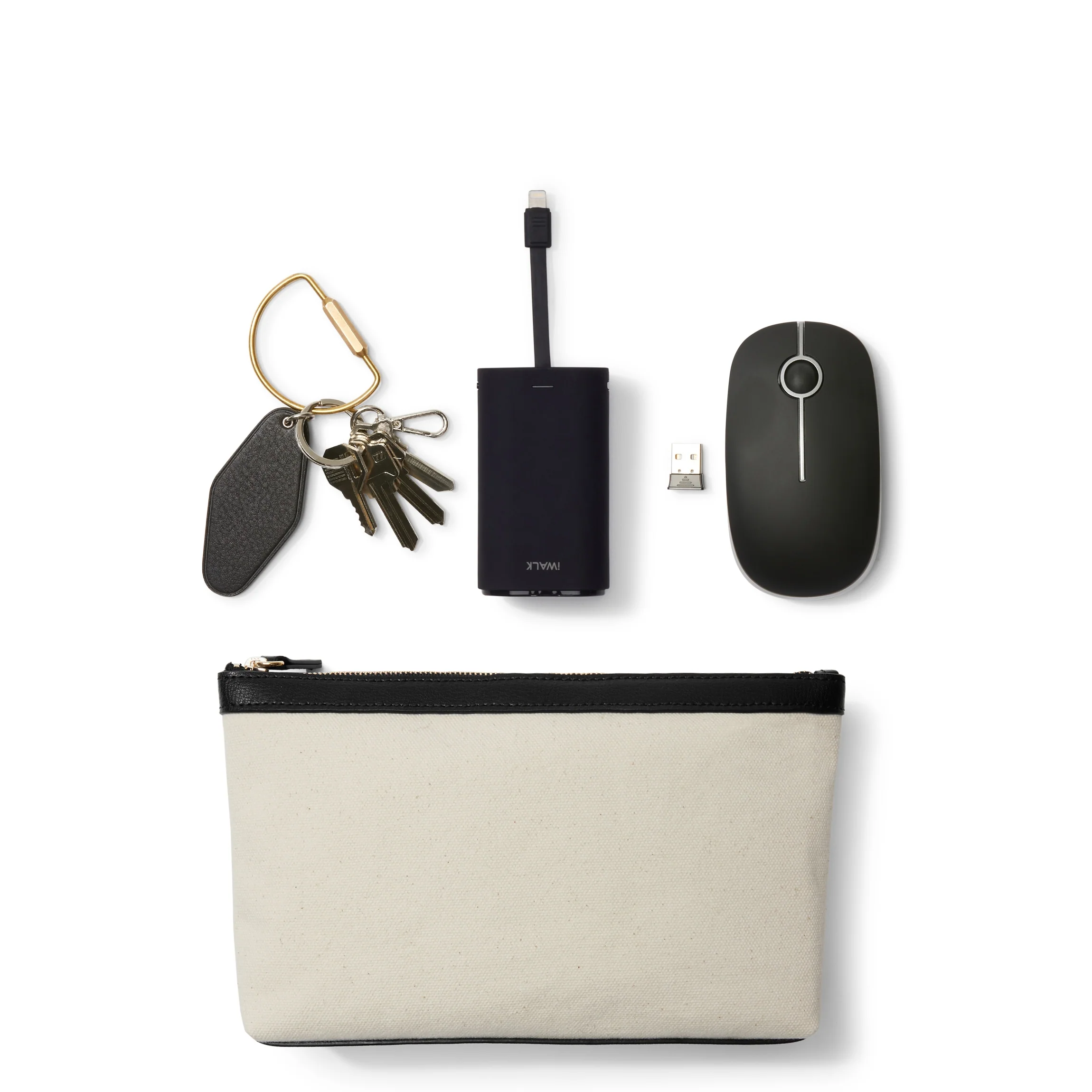 Small Accessories Pouch in Canvas Natural Canvas/Black - Image 3
