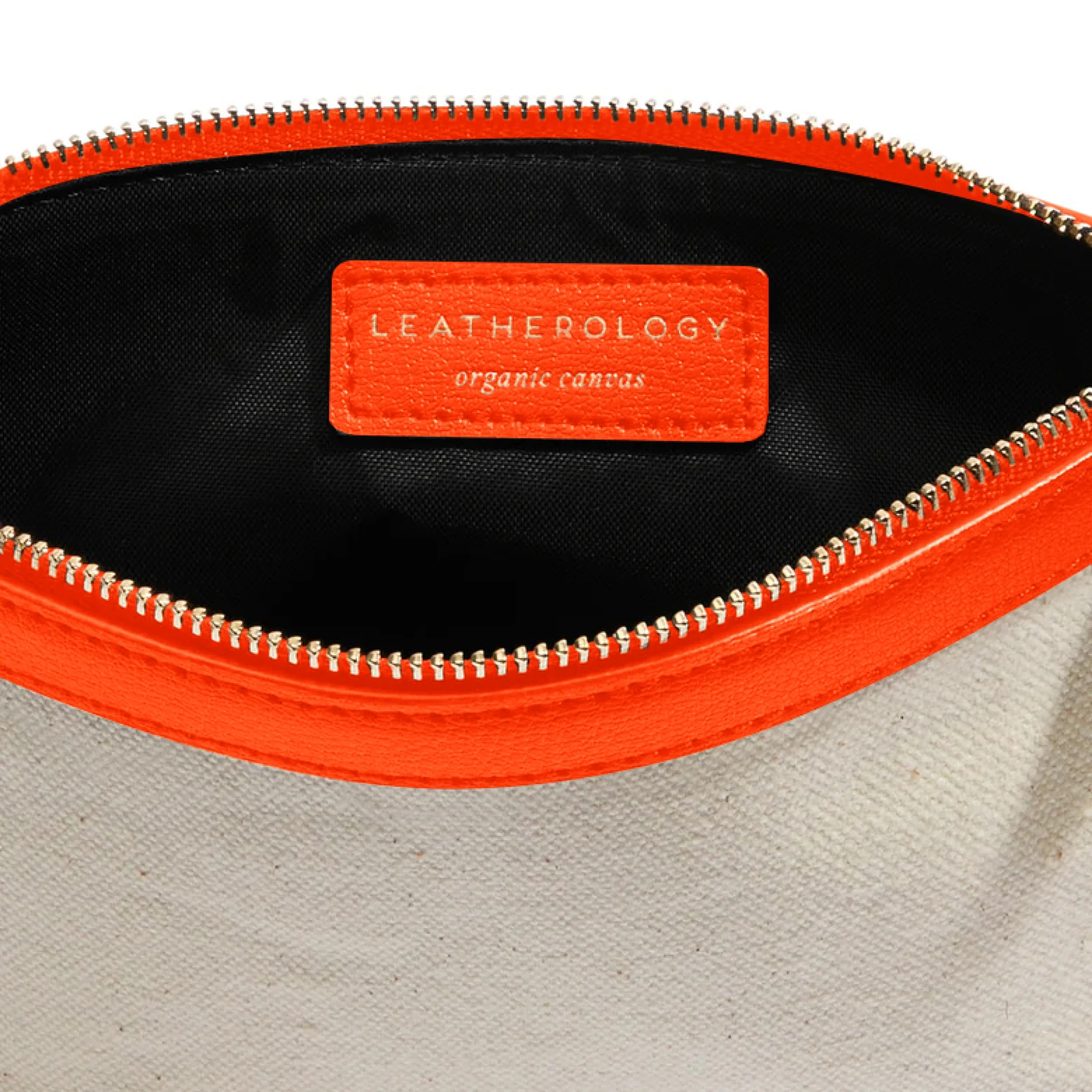 Small Accessories Pouch in Canvas Natural Canvas/Clementine - Image 3