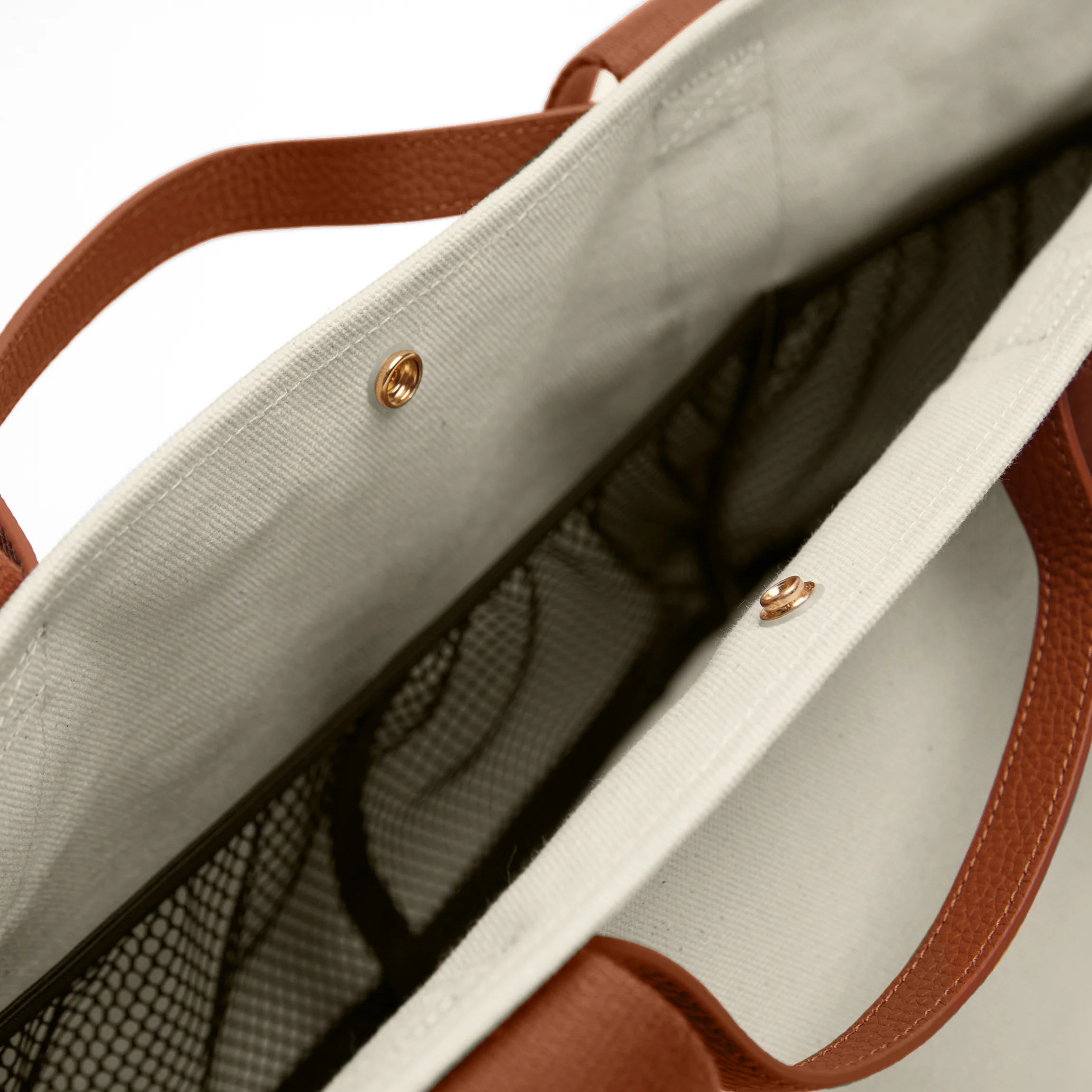 Small Canvas Beach Tote Natural Canvas/Saddle Brown - Image 4