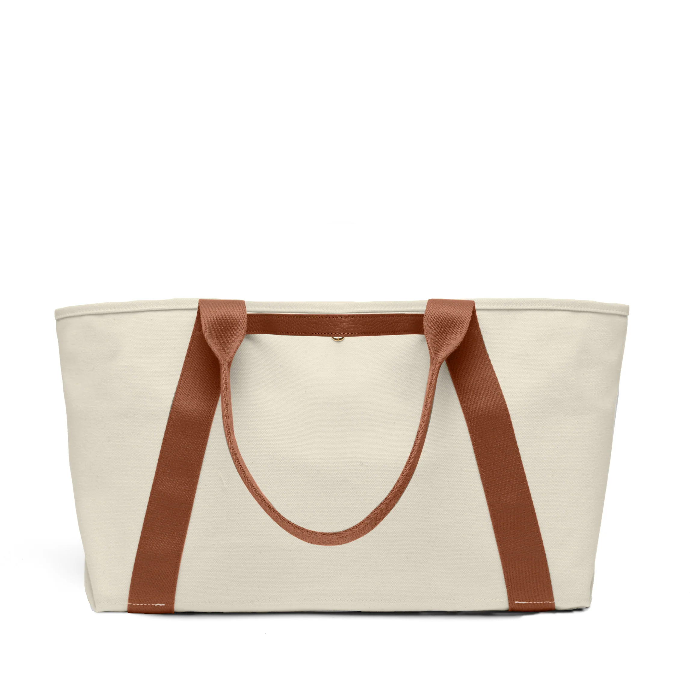 Small Canvas Beach Tote Natural Canvas/Saddle Brown - Image 6