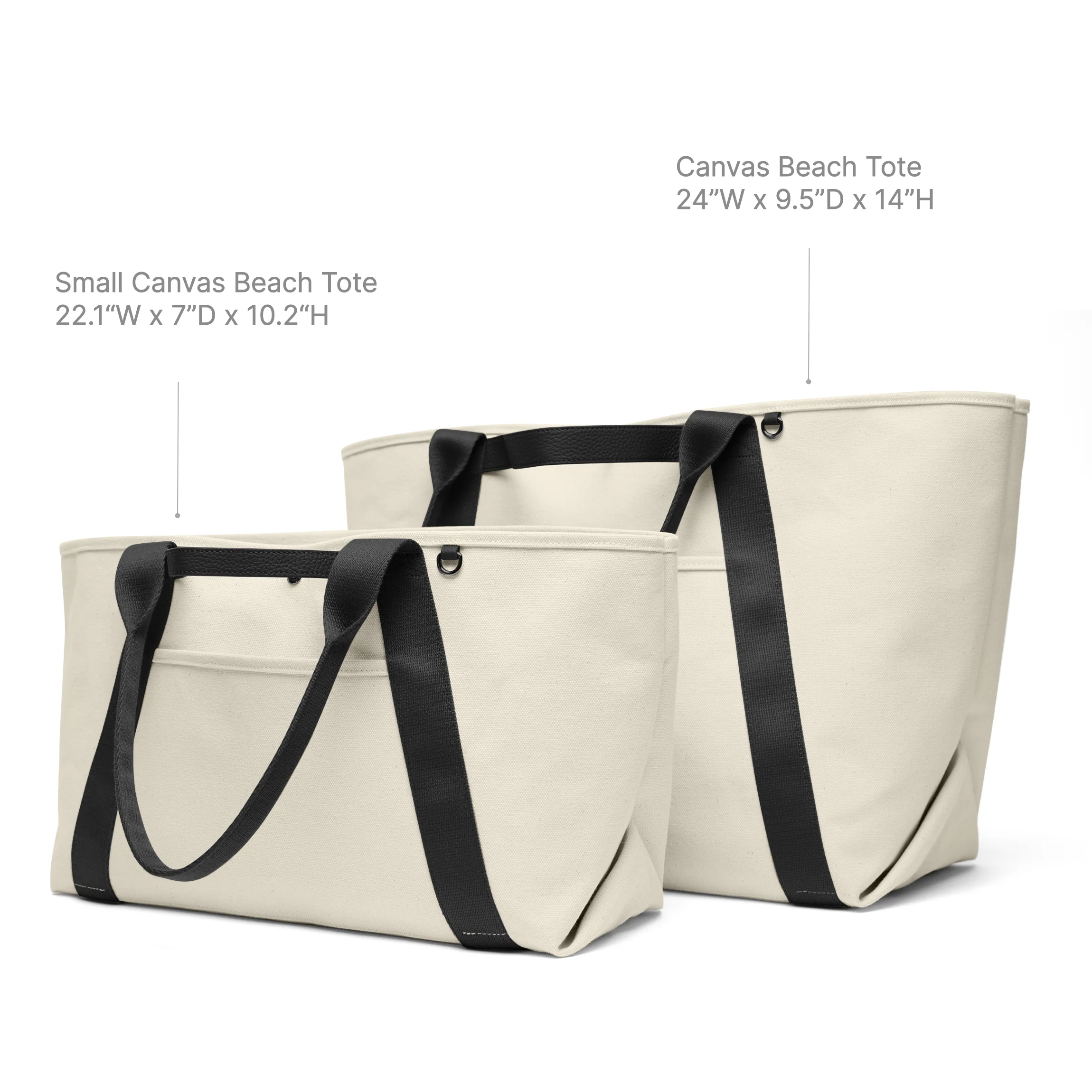 Small Canvas Beach Tote Natural Canvas/Saddle Brown - Image 7