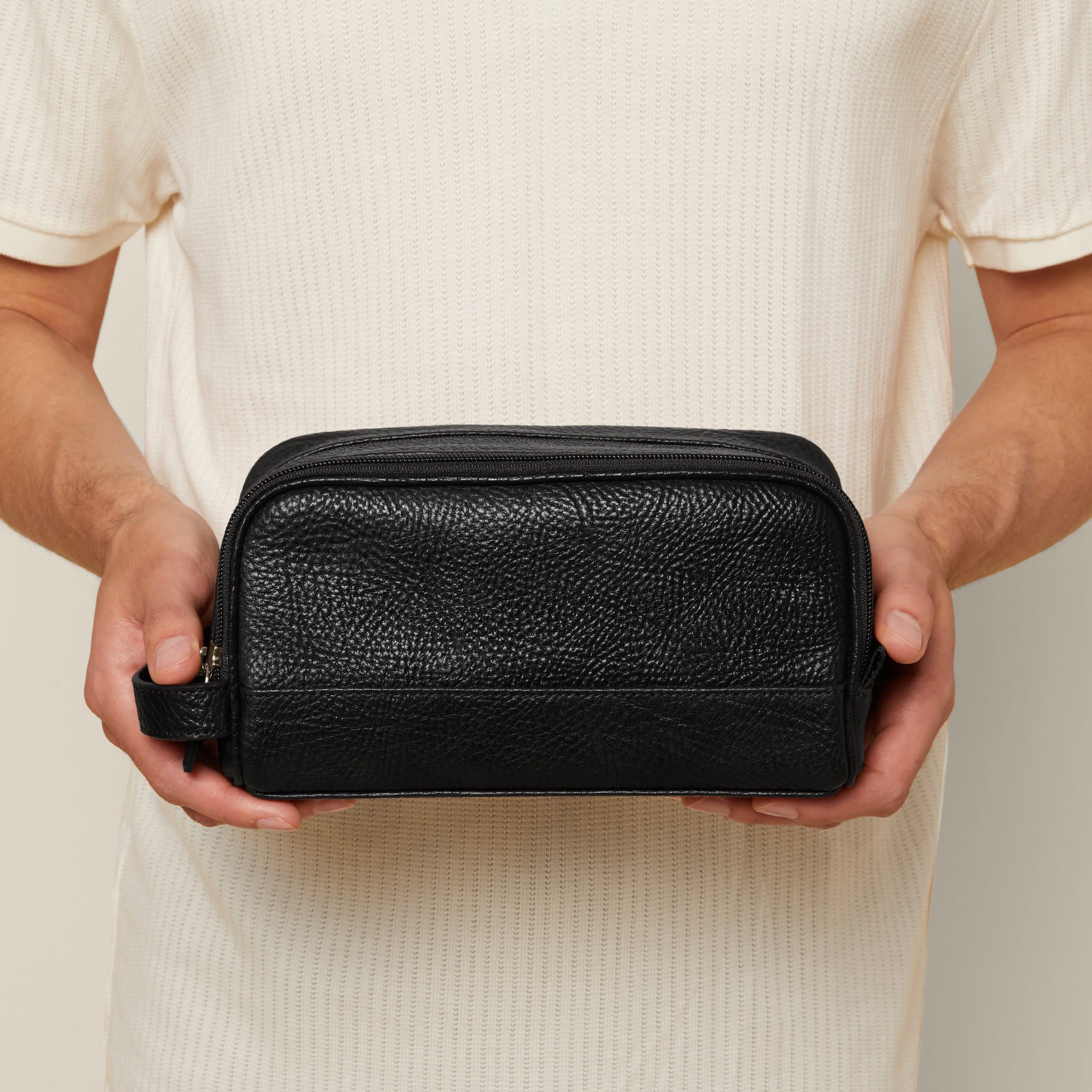 Small Double Zip Toiletry Bag Ebony - Image 3