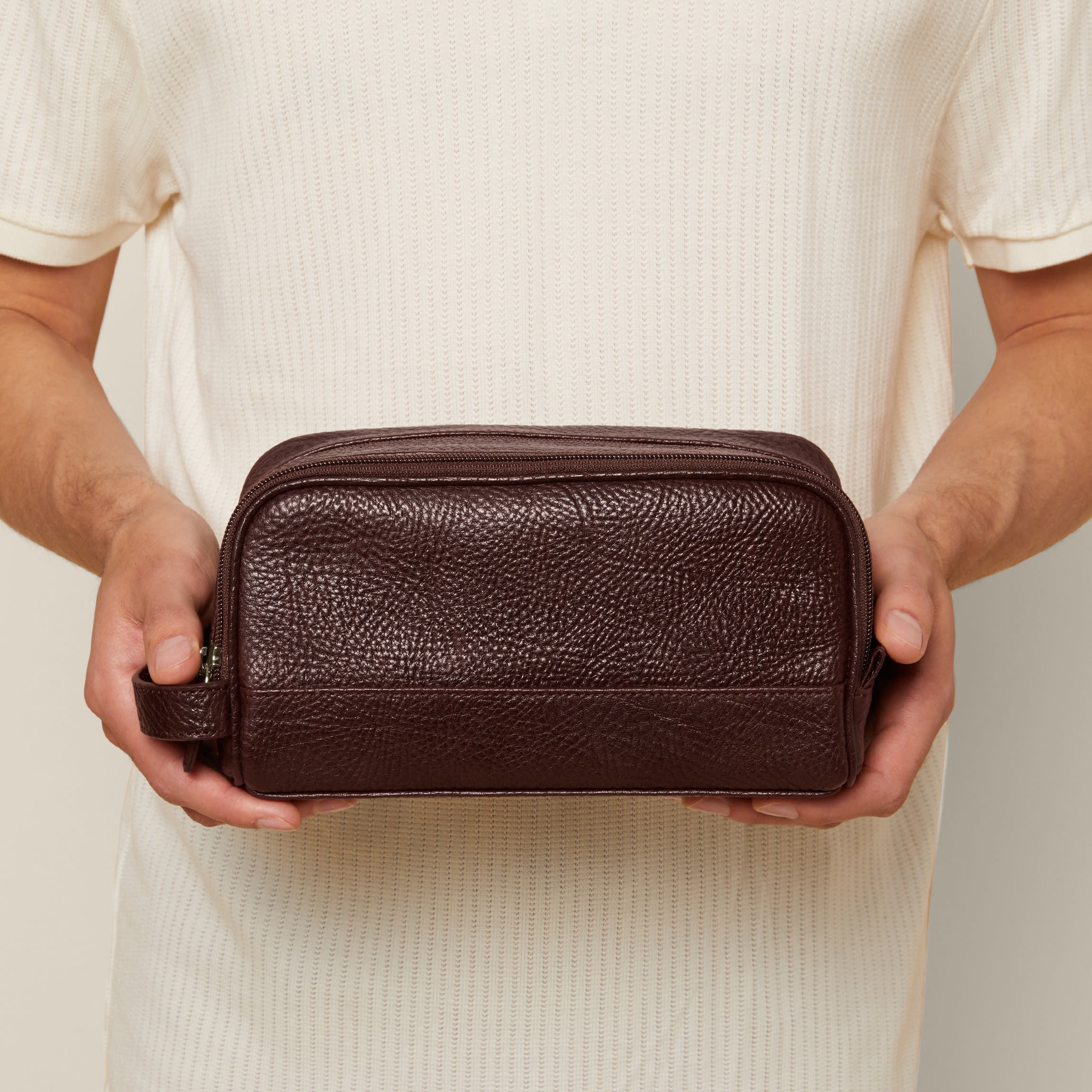 Small Double Zip Toiletry Bag Espresso - Image 3