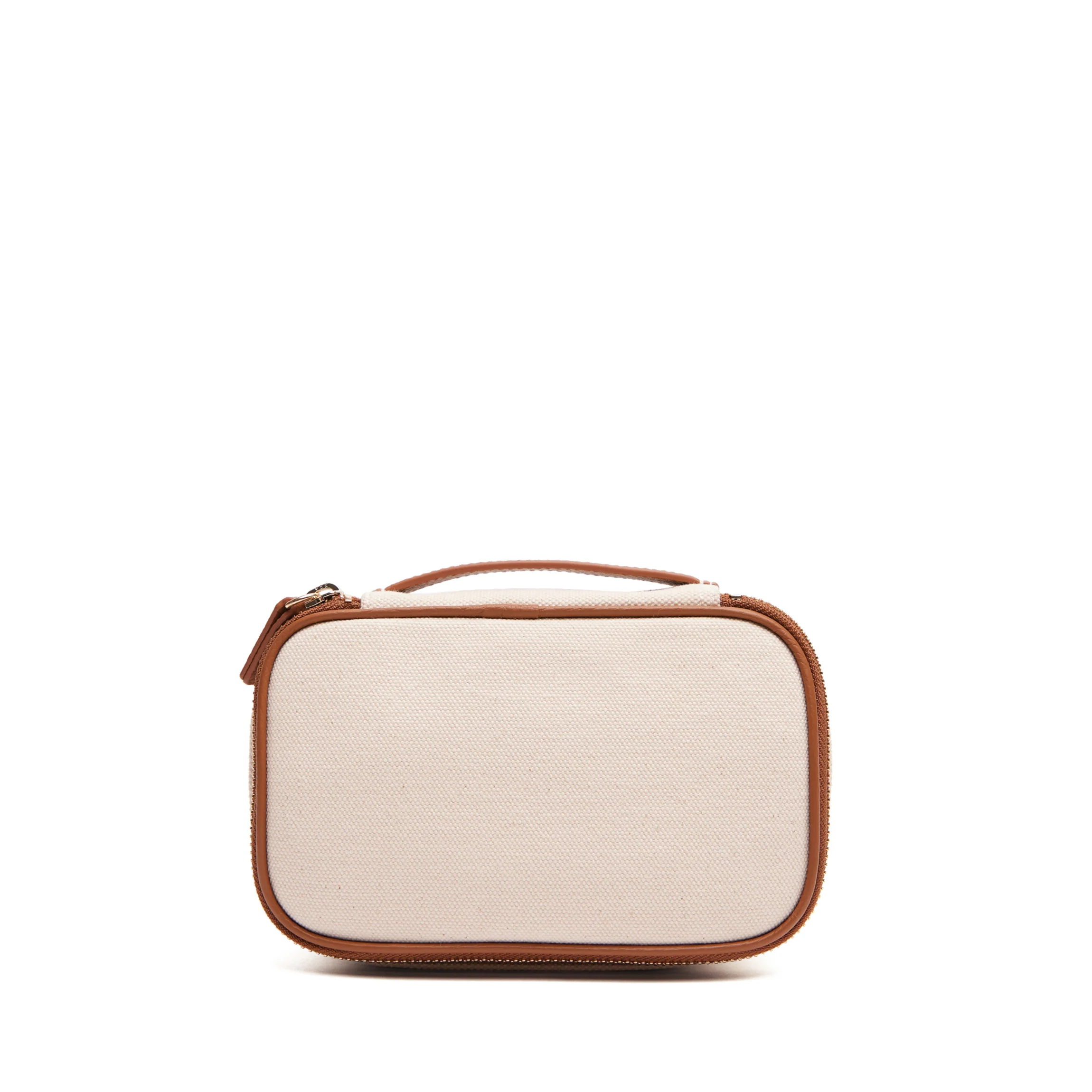 Small Travel Organizer in Canvas Natural Canvas/Saddle Brown