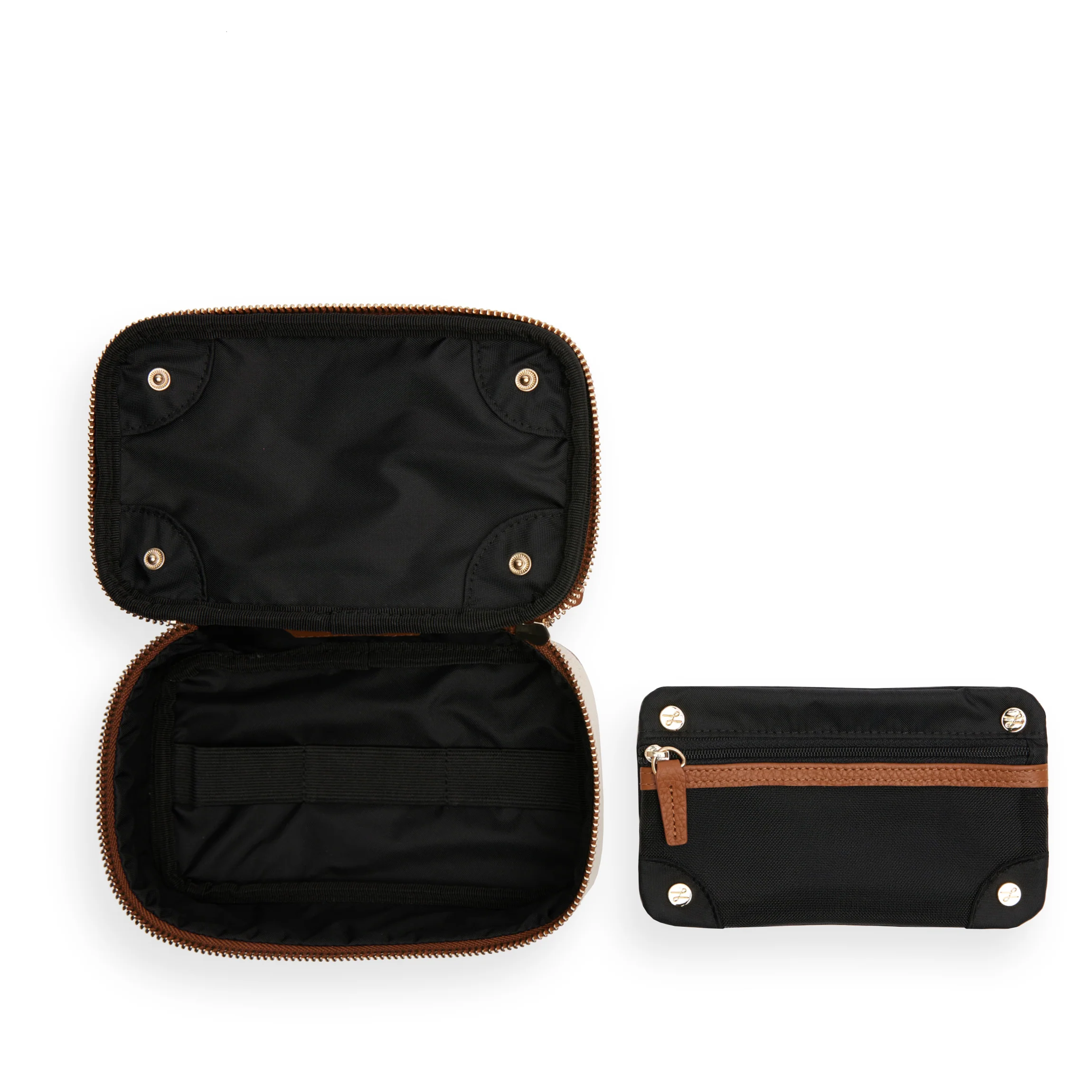Small Travel Organizer in Canvas Natural Canvas/Saddle Brown - Image 3