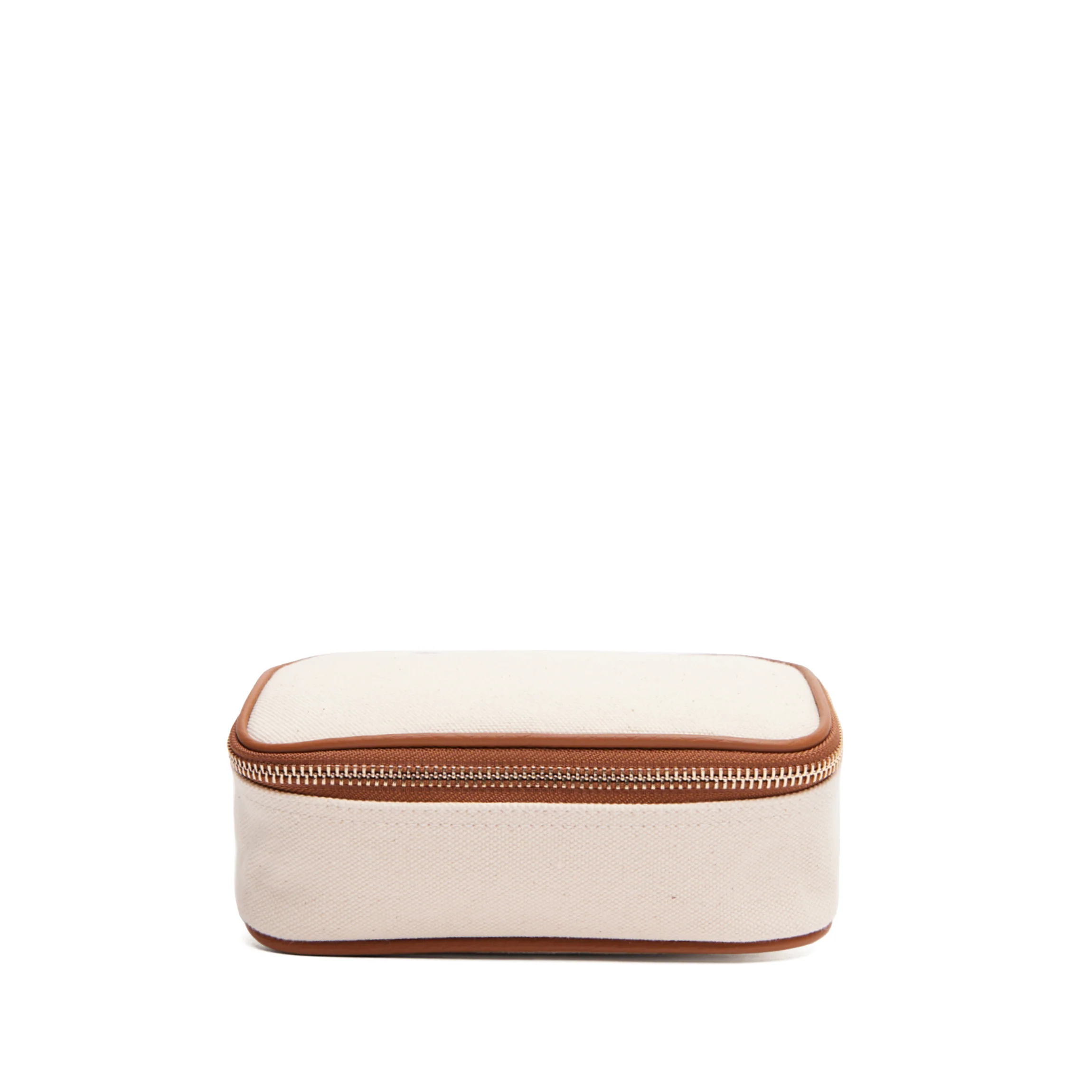 Small Travel Organizer in Canvas Natural Canvas/Saddle Brown - Image 4